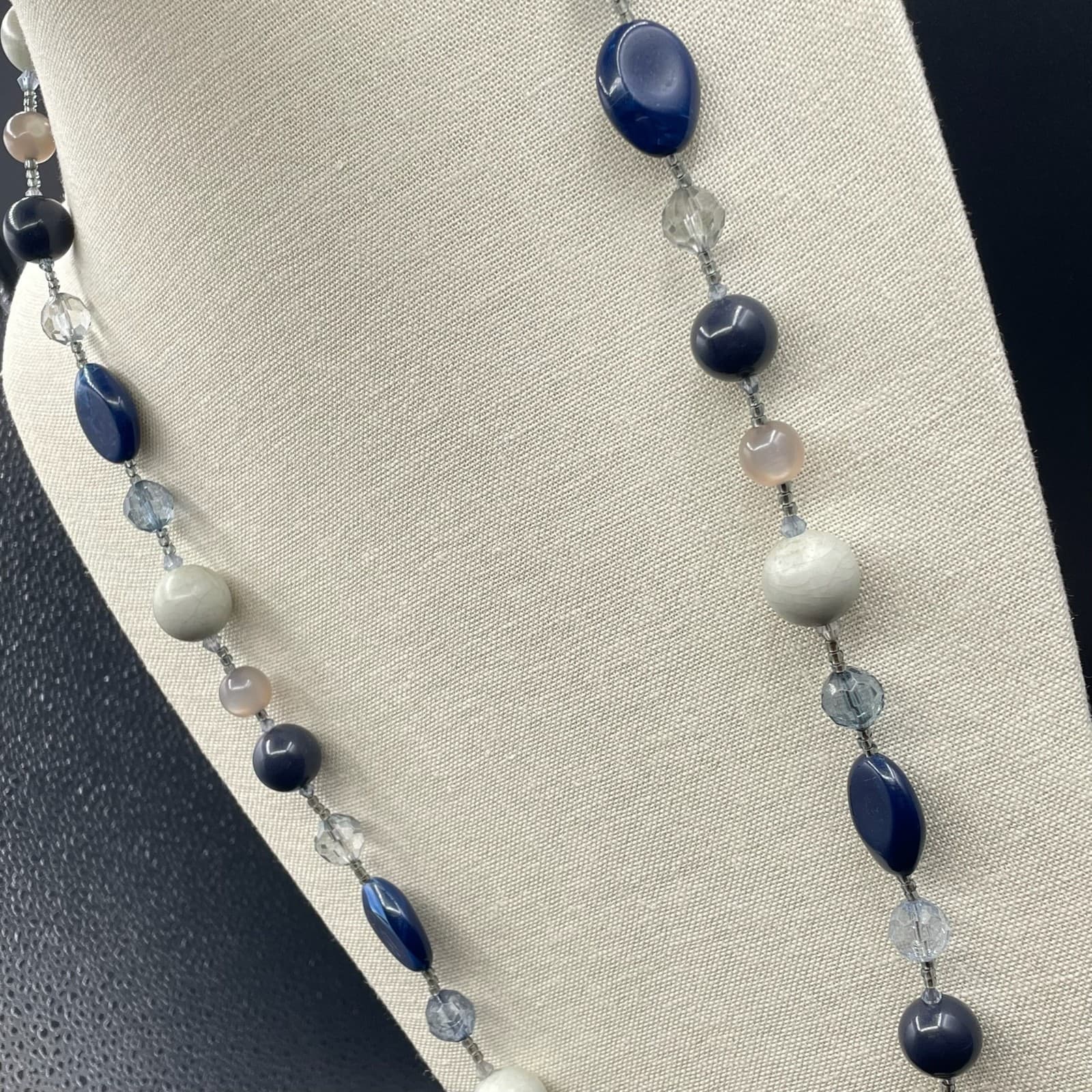 Vintage Handmade Womens Multi-Colored Mother Of Pearl Parcel & Glass Necklace - Thumbnail 6