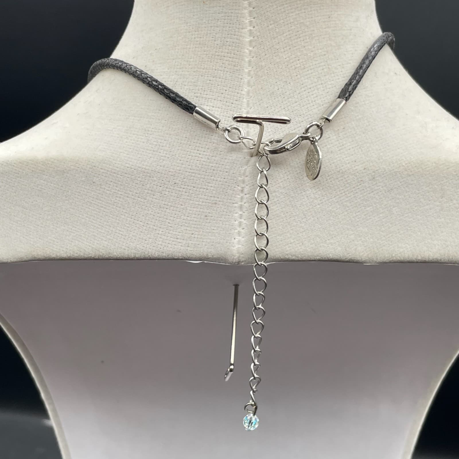 Vera Bradley Silver-Tone Black Cord Faceted Clear Glass Heart Pendant Necklace - Thumbnail 10