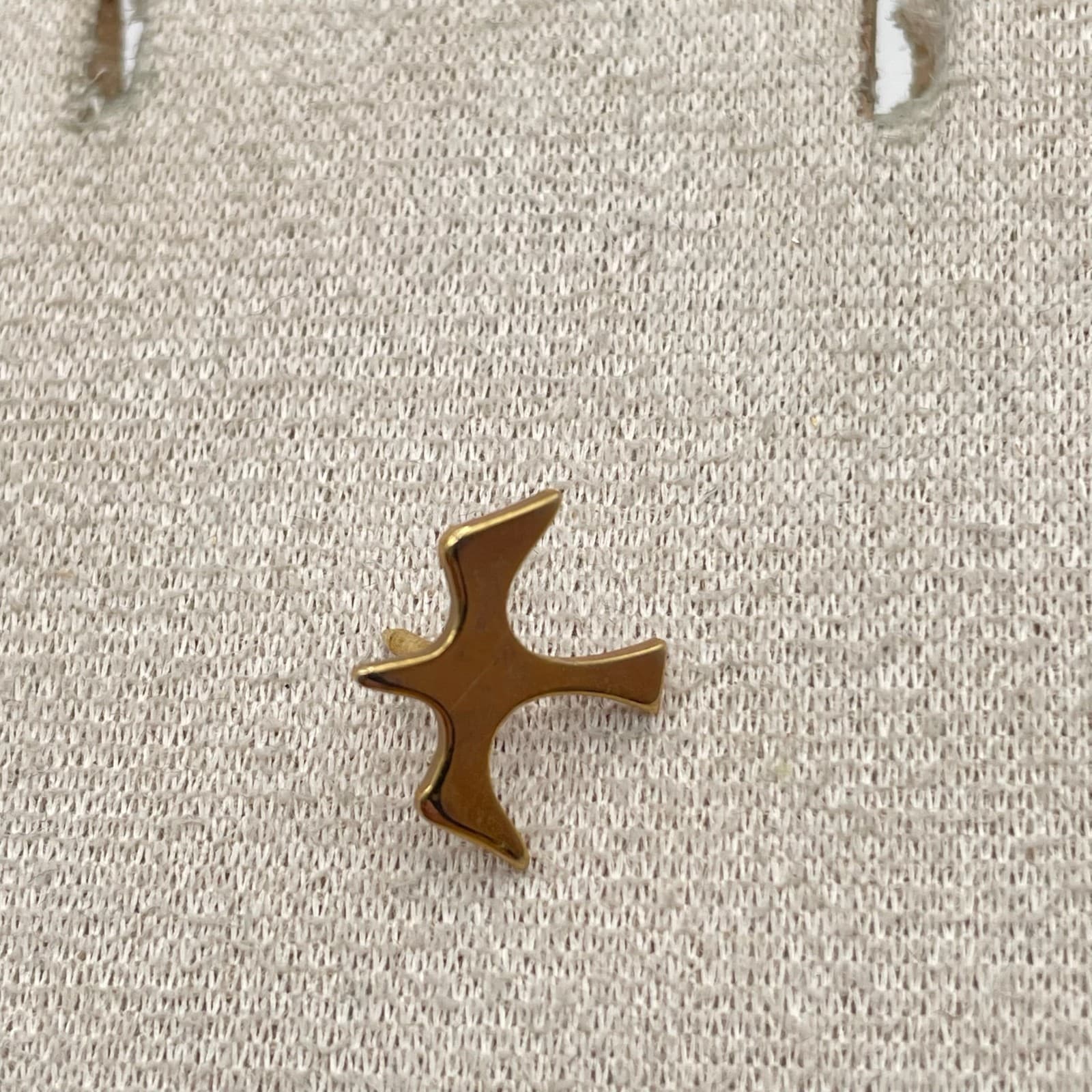 Vintage Gold Tone Abstract Bird Dove Lapel Pin Brooch Minimalist Estate Jewelry - Thumbnail 5