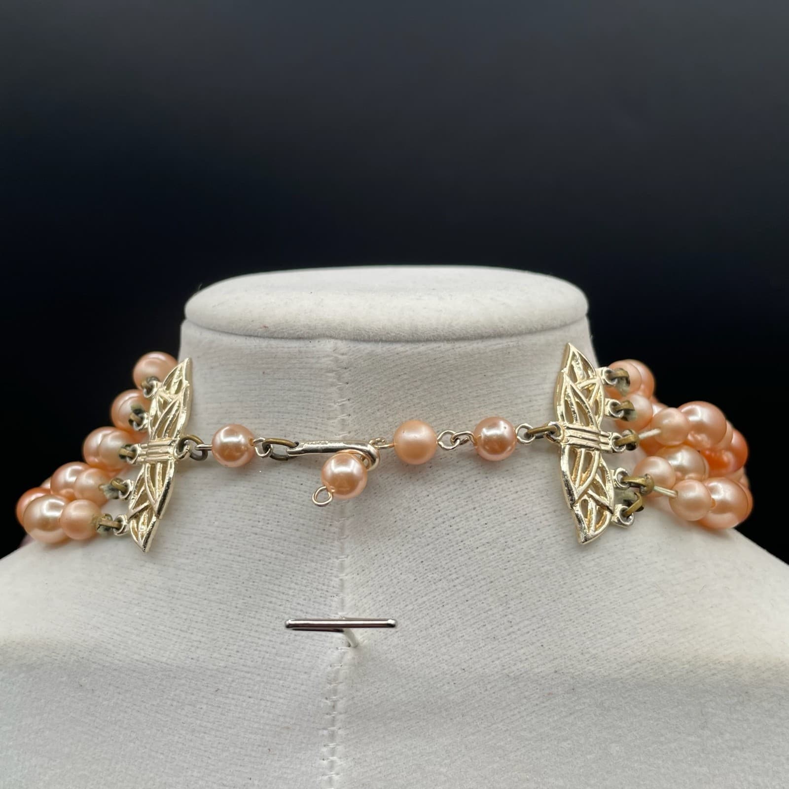 Vintage Apricot-Tone Classic Fashion Baroque Beads Multi-Strand Layered Necklace - Thumbnail 9