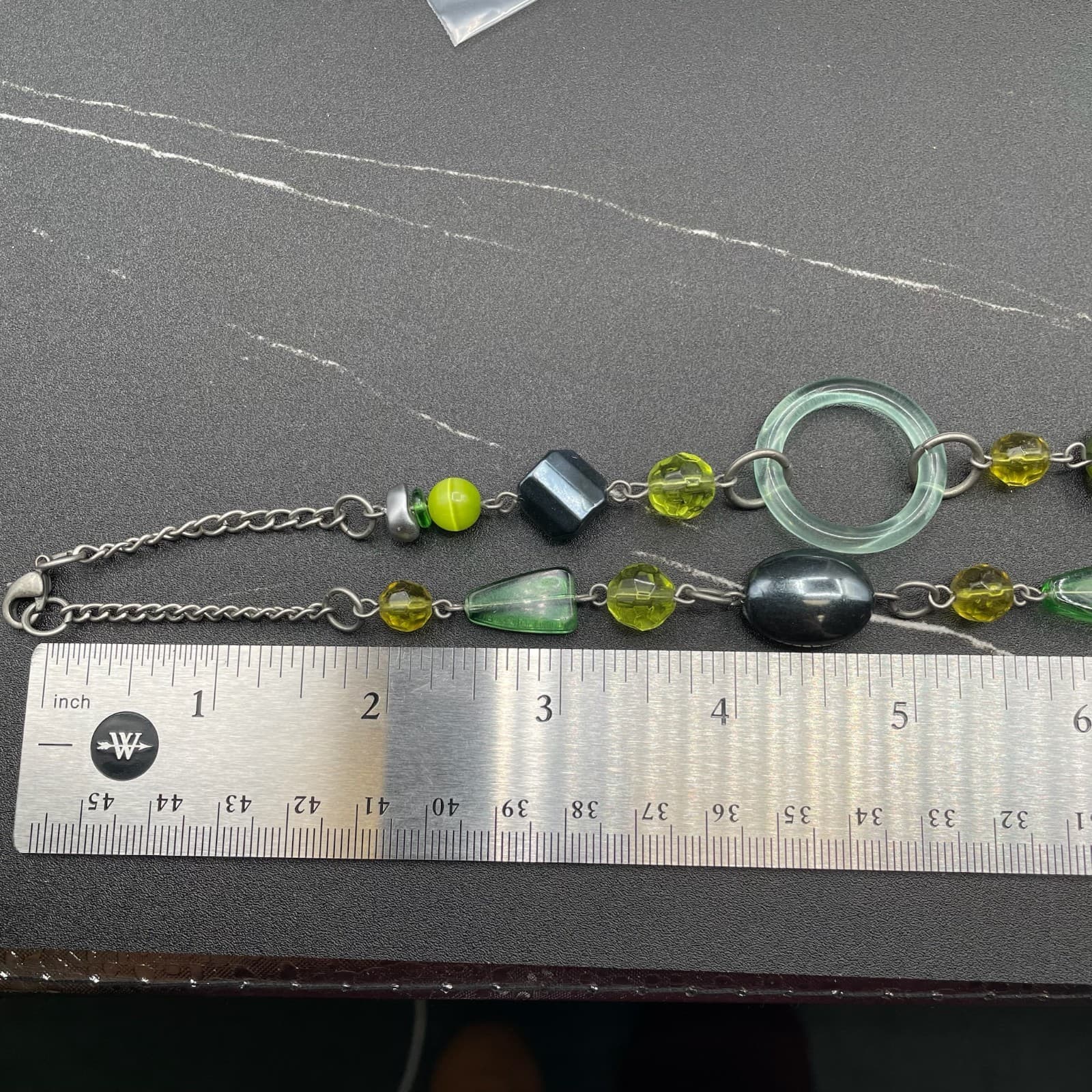 Silver-Tone Green Peridot Tourmaline Station Statement Beaded Lobster Necklace - Thumbnail 10