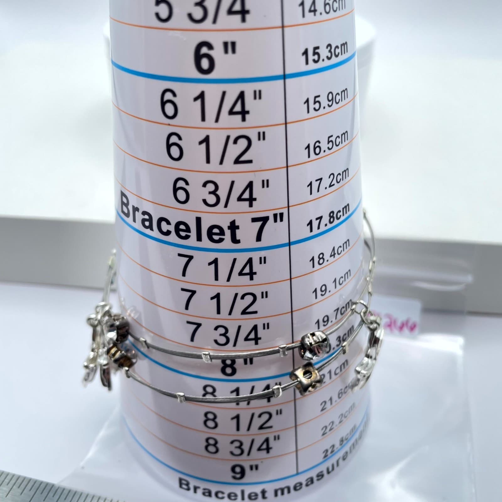 Vintage Silver-Tone Prong Starfish Affinity Double Strand Wire Bangle Bracelet - Thumbnail 7