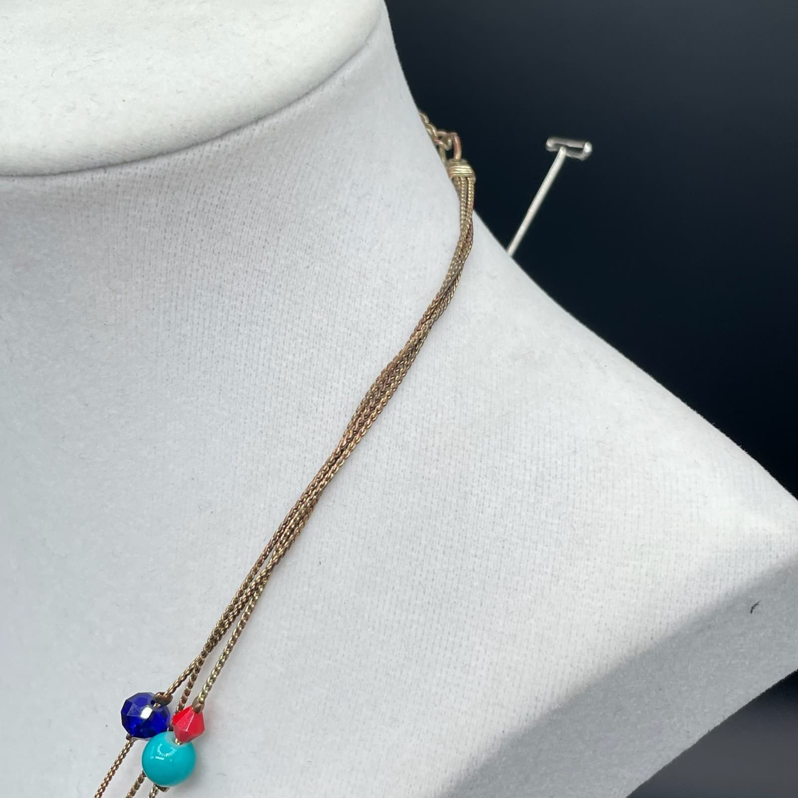 Vintage Contemporary Multicolor Lobster Chain Turquoise Triple-Strand Beaded - Thumbnail 8