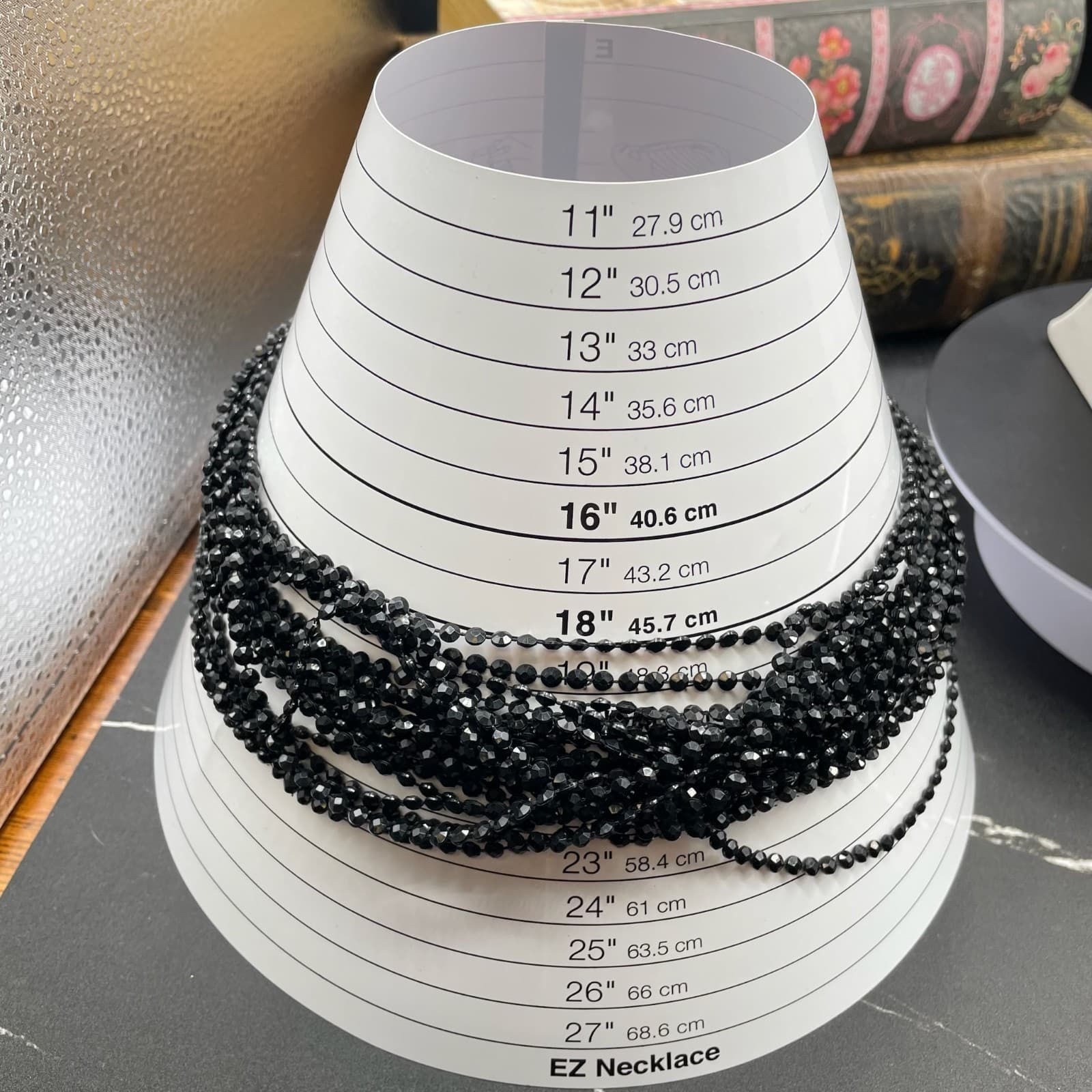 Vintage Black Fashion Faceted Spinel Multi-Layered Beaded Flower Clasp Necklace - Thumbnail 10