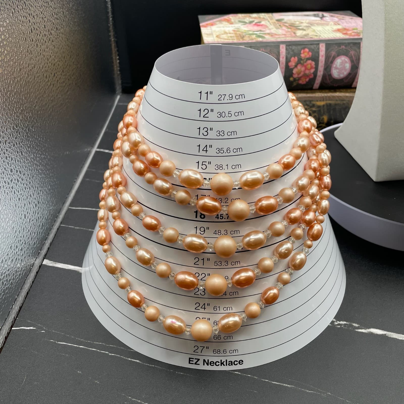 Vintage Apricot-Tone Classic Fashion Baroque Beads Multi-Strand Layered Necklace - Thumbnail 10