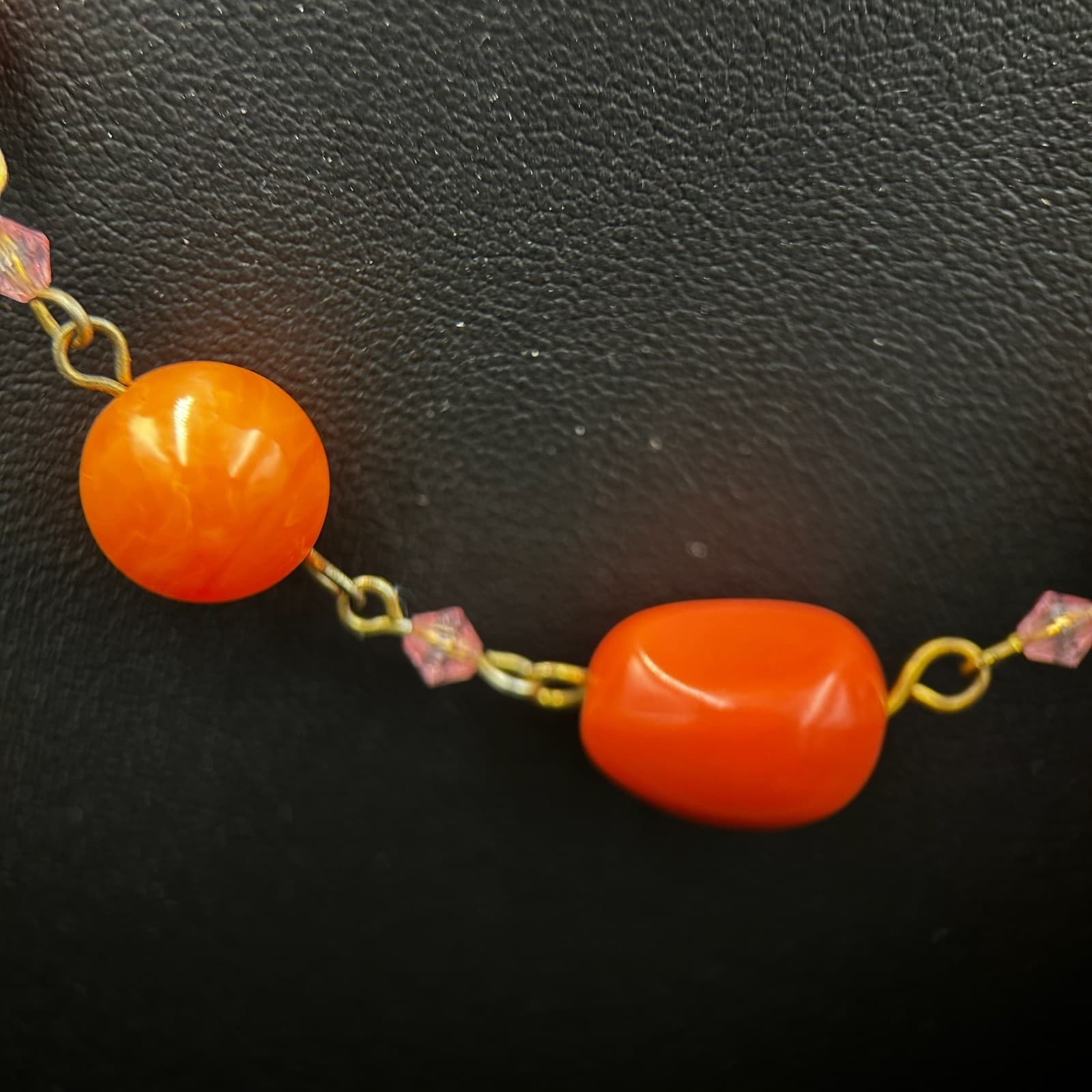 Vintage Amethyst Gemstone Bracelet 16" Red Spiritual Beads Fashion Jewelry - Thumbnail 4