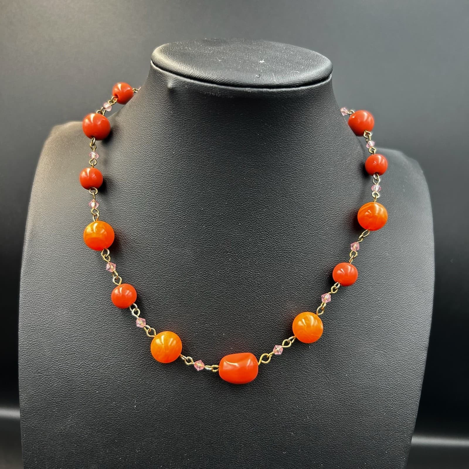 Vintage Amethyst Gemstone Bracelet 16" Red Spiritual Beads Fashion Jewelry - Image 1