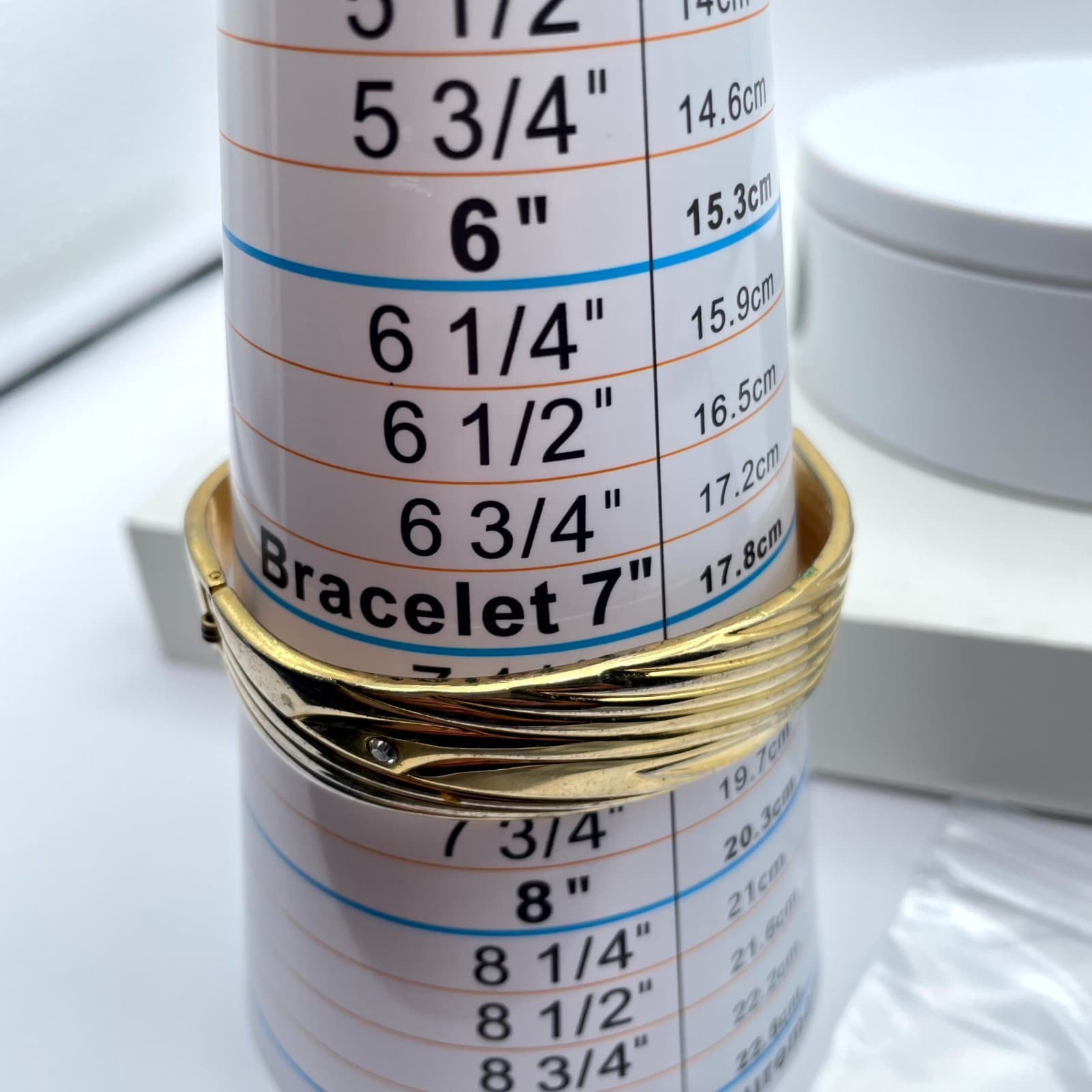 Vintage Gold-Tone Classic Rhinestone Engraved Cuff Hinged Clamper Bracelet - Thumbnail 14