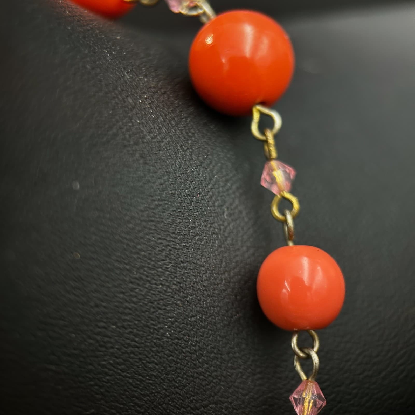 Vintage Amethyst Gemstone Bracelet 16" Red Spiritual Beads Fashion Jewelry - Thumbnail 6