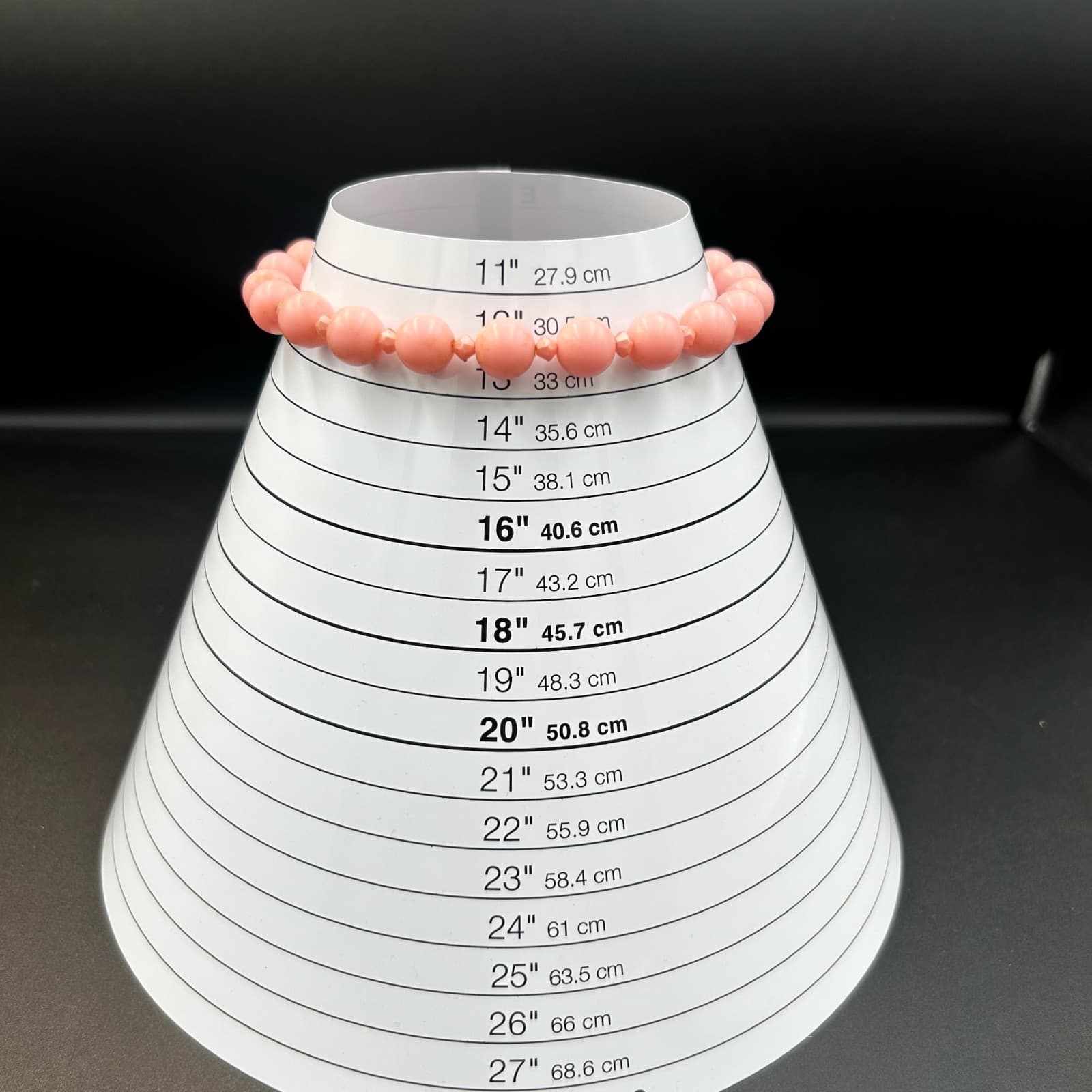 Vintage Pink Plastic Beads with Gold Tone Divider Beads Choker Necklace 12” - Thumbnail 2