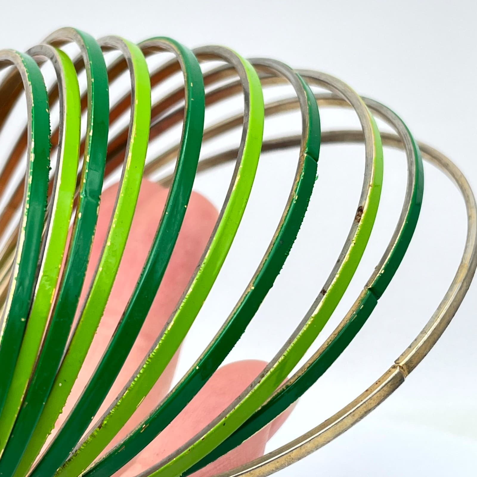 Vintage 90s Gold & Green Retro Classic Fashion Emerald Stacked Bangle Bracelet - Thumbnail 8