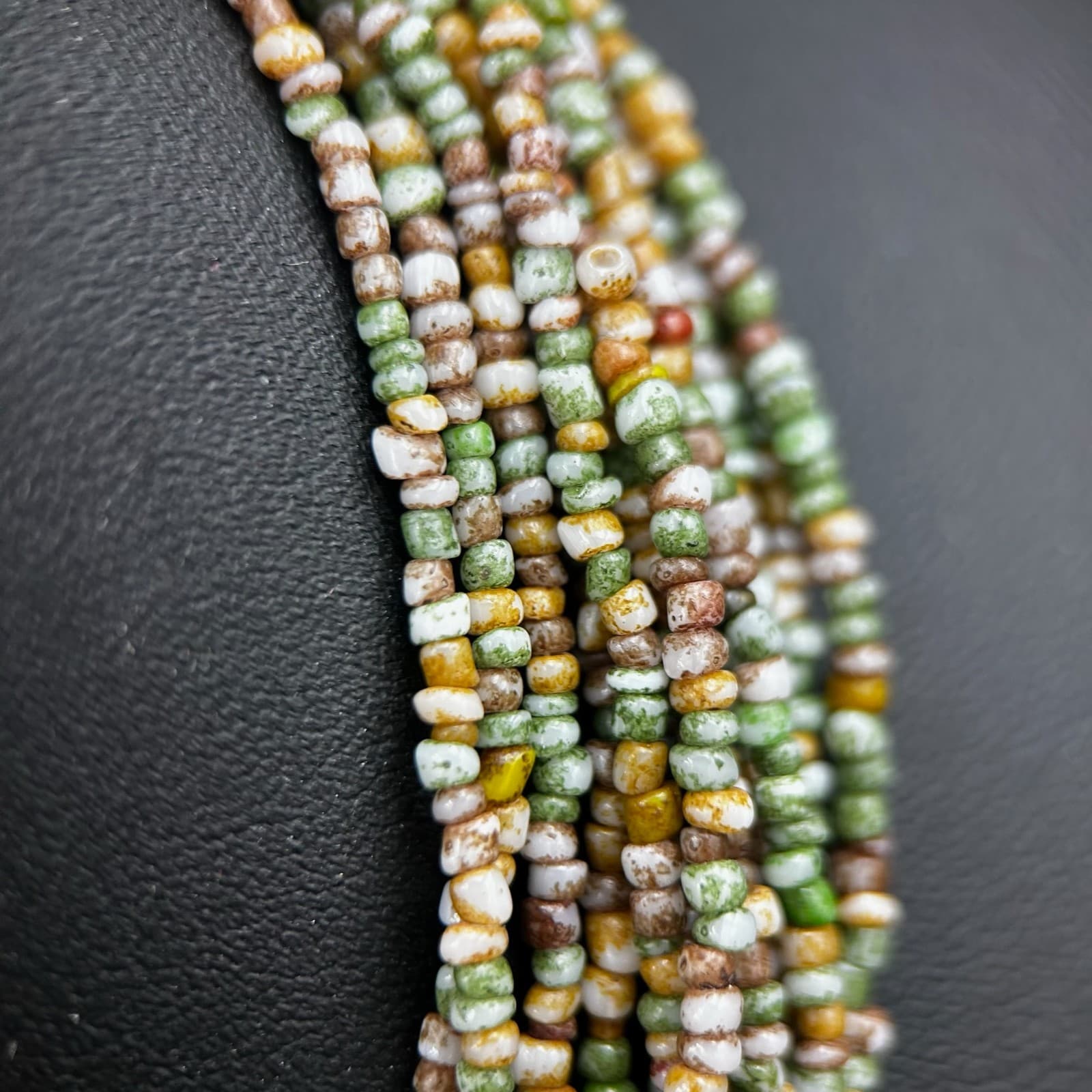 Vintage Seed Bead Multi-Strand Necklace 19" Boho Layered Costume Jewelry - Thumbnail 5