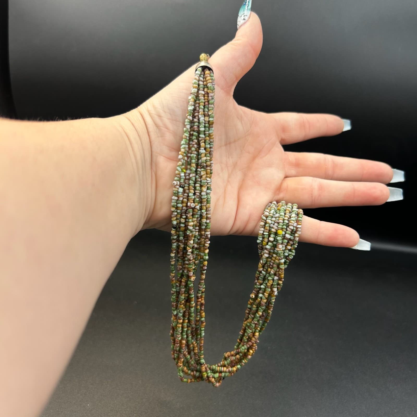 Vintage Seed Bead Multi-Strand Necklace 19" Boho Layered Costume Jewelry - Thumbnail 3