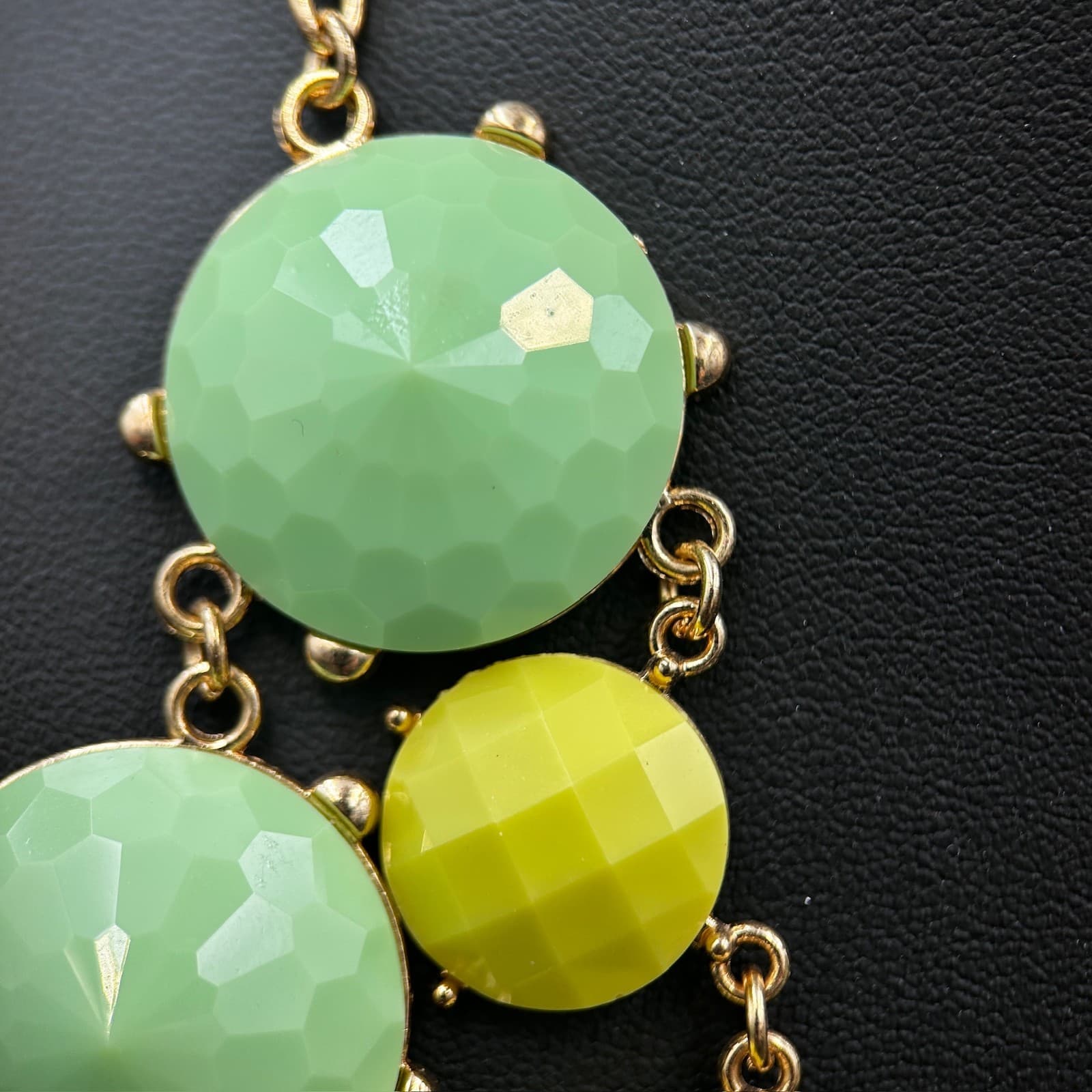 Vintage 19" Two Strand Multicolor Beaded Fashion Statement Necklace In Gold Tone - Thumbnail 7