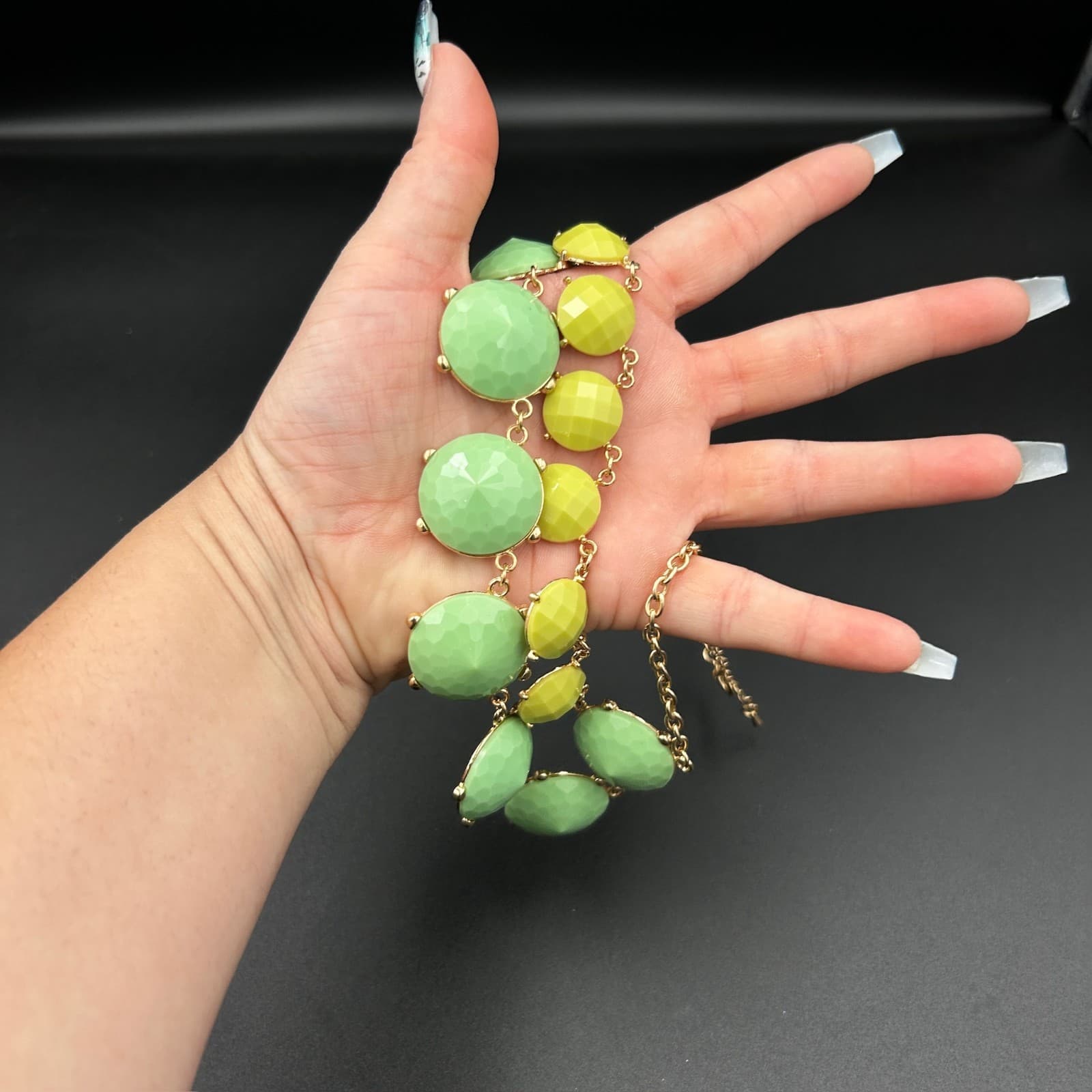 Vintage 19" Two Strand Multicolor Beaded Fashion Statement Necklace In Gold Tone - Thumbnail 9