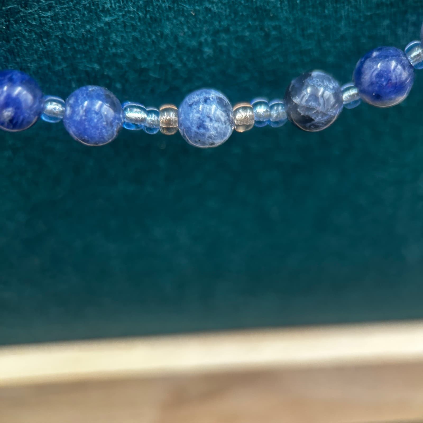 Vintage Blue Beaded Rosary Style Necklace Silver Cross Pendant Religious 22" - Thumbnail 9