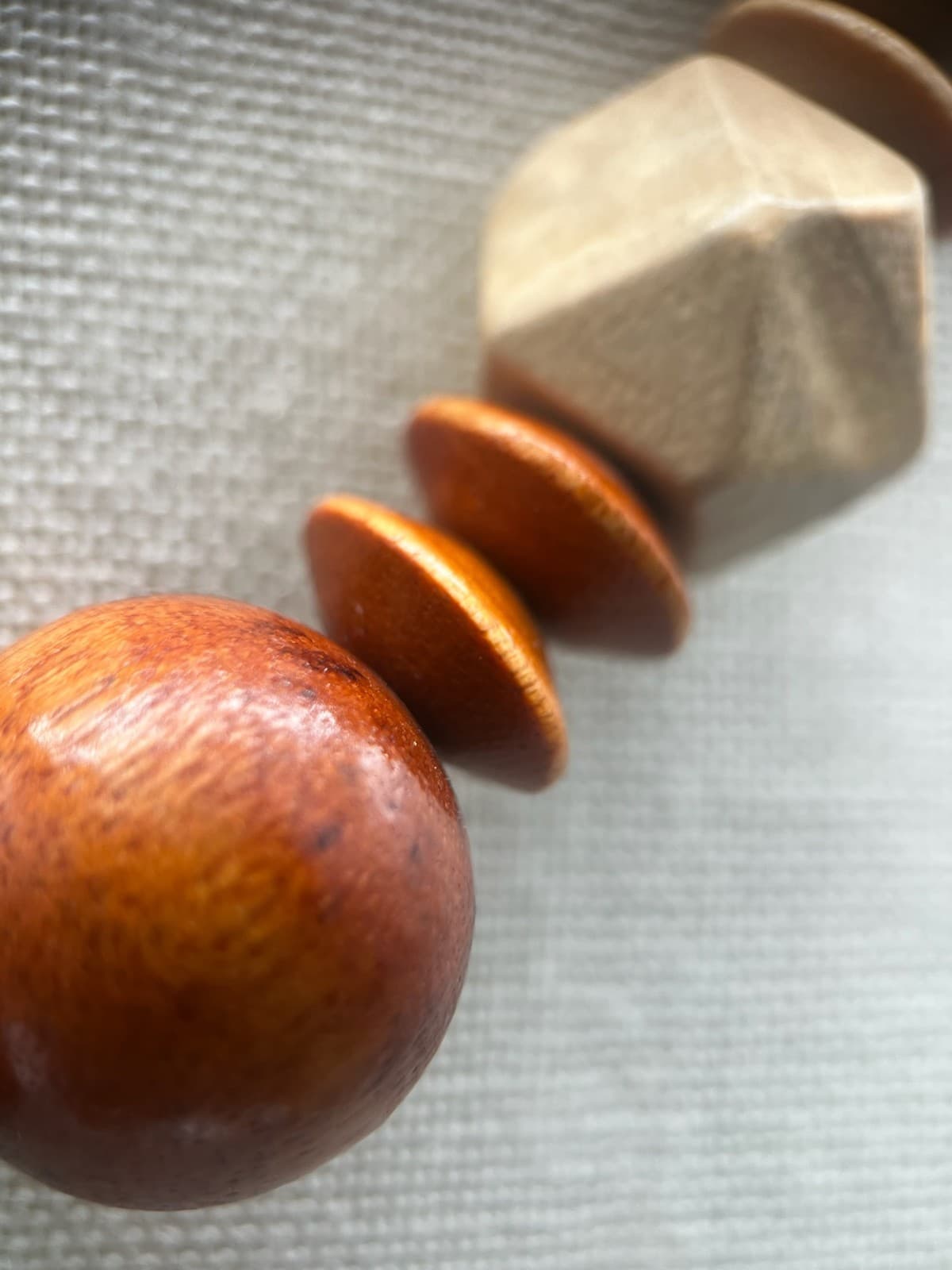 Vintage Wooden Beaded Necklace Boho Brown Tan Earthy Y2K Chic - Thumbnail 6