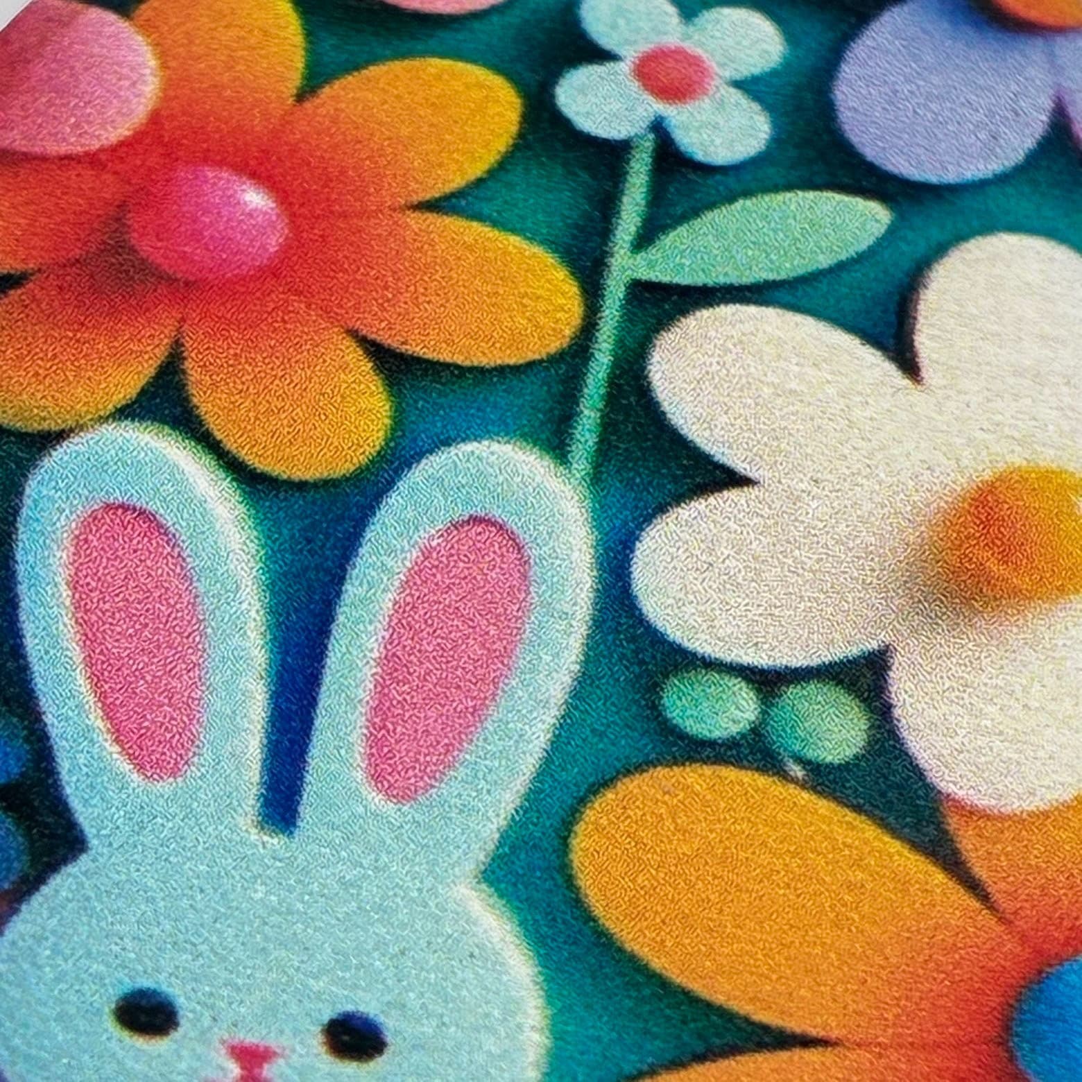 Vintage 90s Bunny Floral Teardrop Wooden Dangle Earrings Women's Classic Jewelry - Thumbnail 3