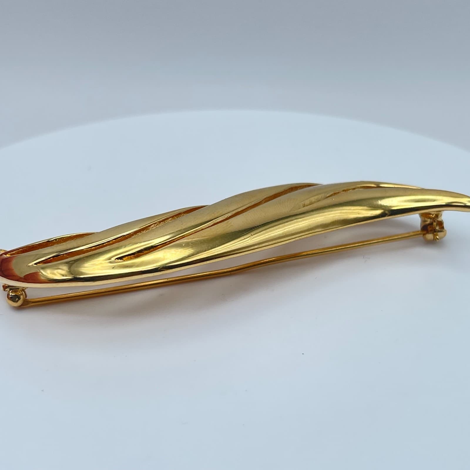 Vintage Y2K Gold Tone Brooch Pin Abstract Leaf Statement Women's Classic Jewelry - Thumbnail 5