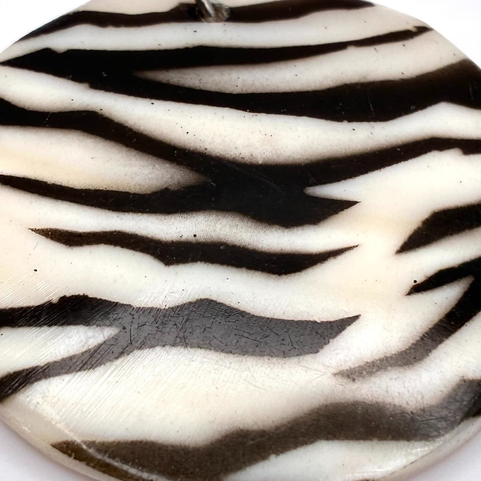 Vintage Y2K Zebra Print Shell Inlay Circle Dangle Earrings Boho Women's Jewelry - Thumbnail 3