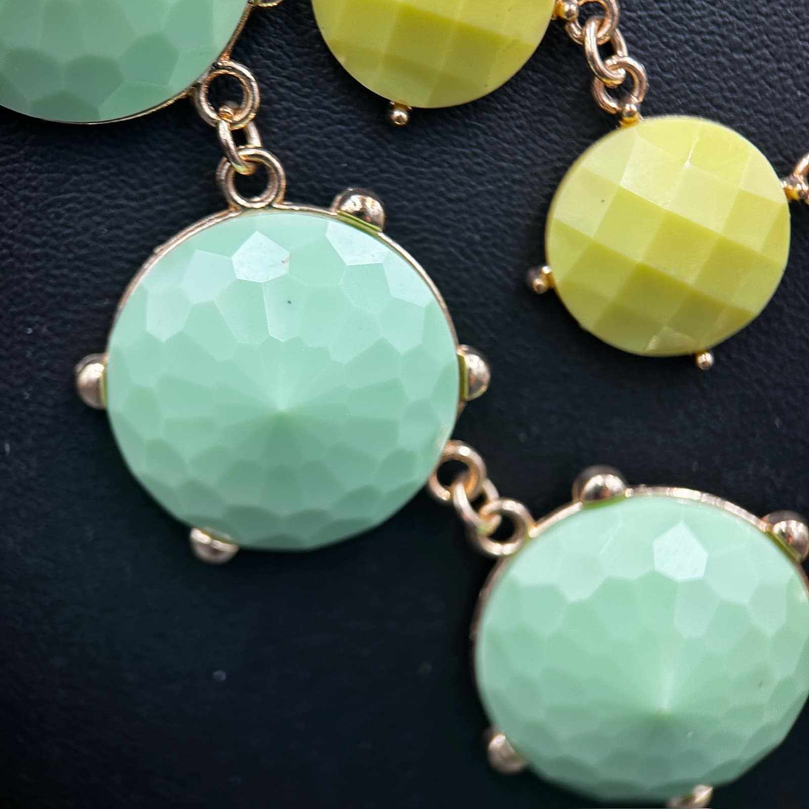 Vintage 19" Two Strand Multicolor Beaded Fashion Statement Necklace In Gold Tone - Thumbnail 5