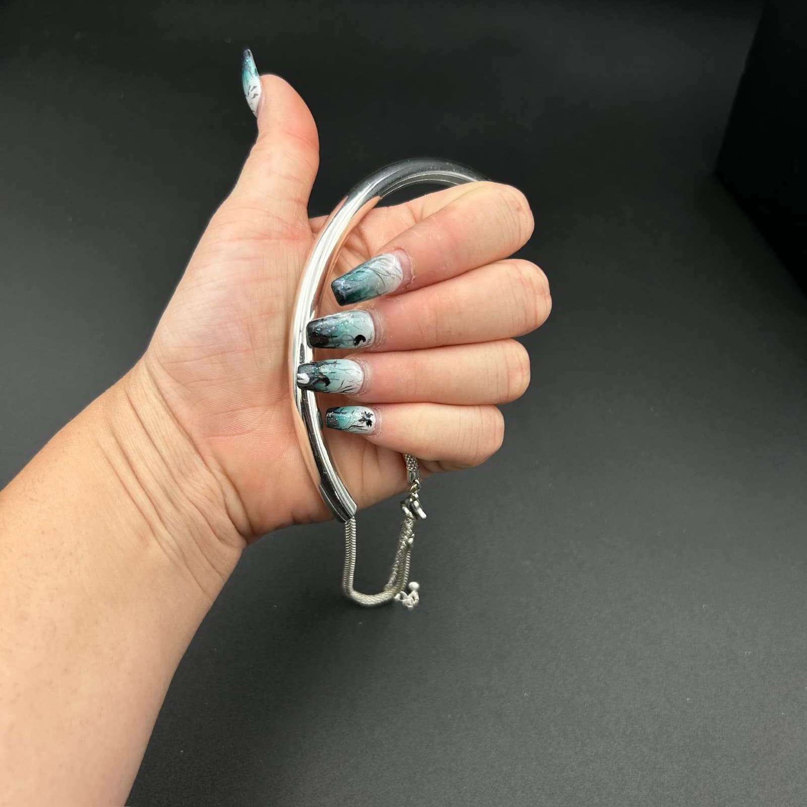 Vintage 19" Silver Tone Tube Collar Necklace Chunky Minimalist Statement - Thumbnail 5