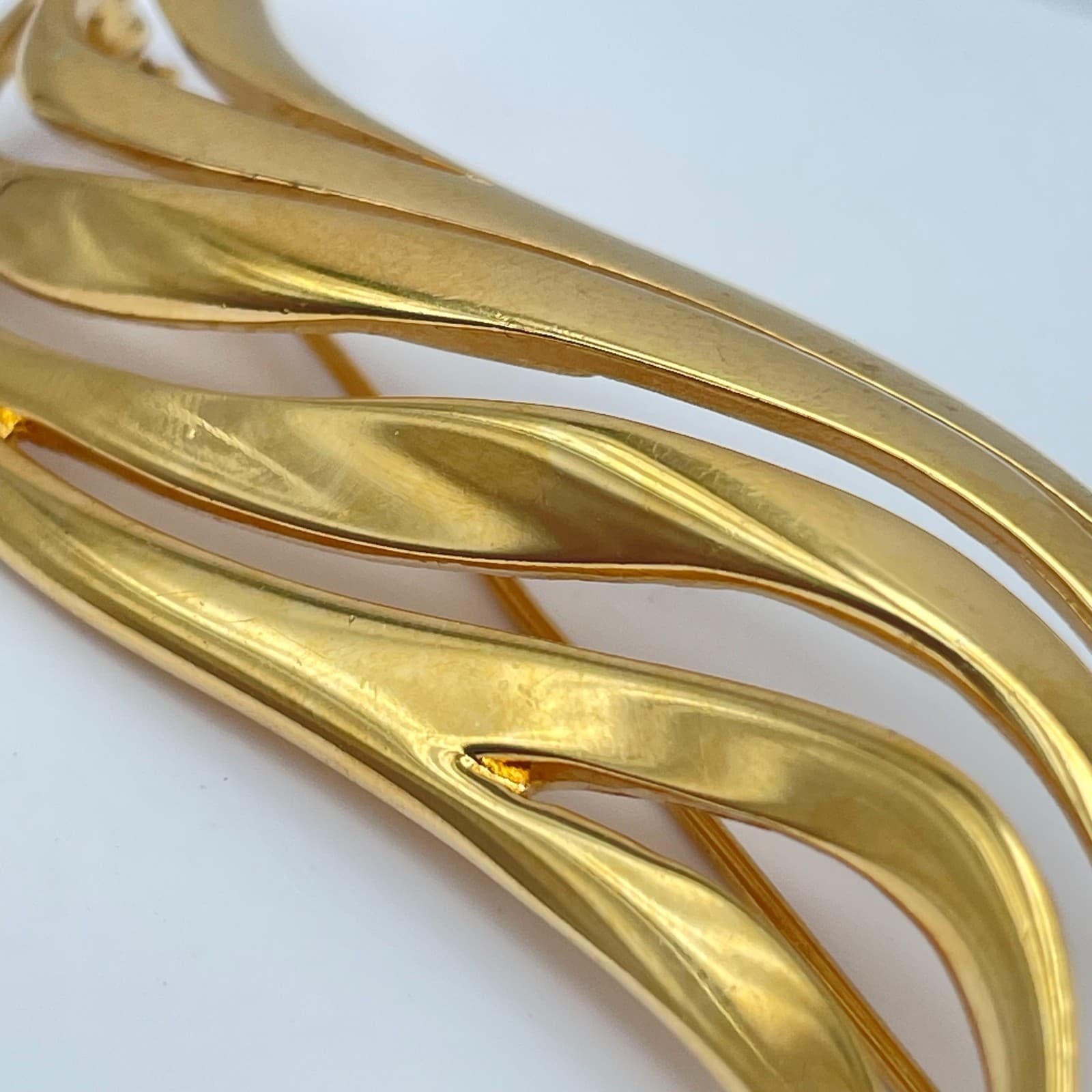 Vintage Y2K Gold Tone Brooch Pin Abstract Leaf Statement Women's Classic Jewelry - Thumbnail 8