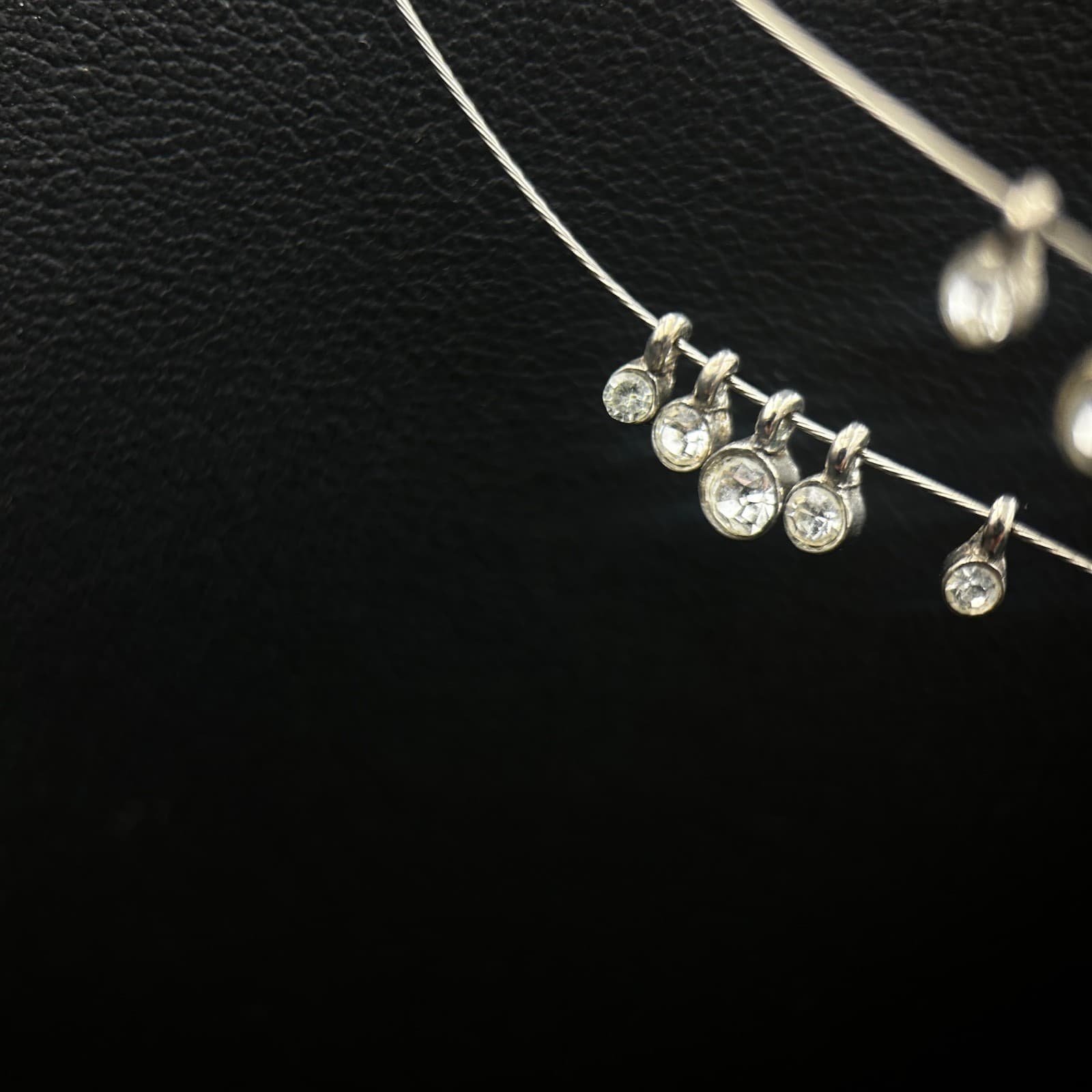 Vintage Floating Crystal Necklace Invisible Wire Double Strand Delicate Jewelry - Thumbnail 6