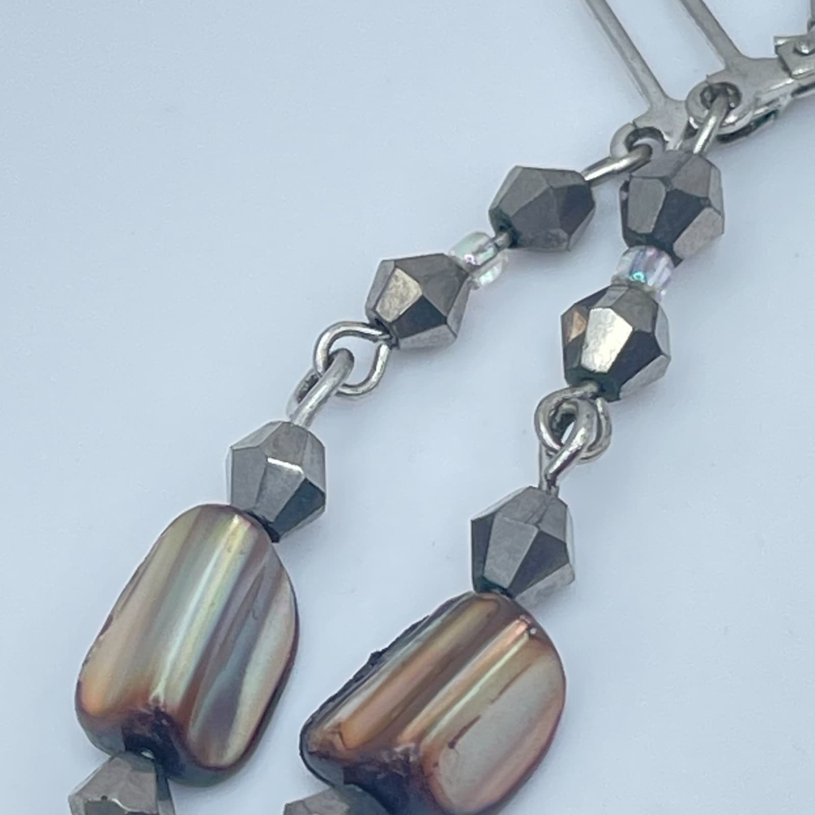 Vintage Y2K Silver Tone Beaded Dangle Earrings Women's Classic Fashion Jewelry - Thumbnail 7