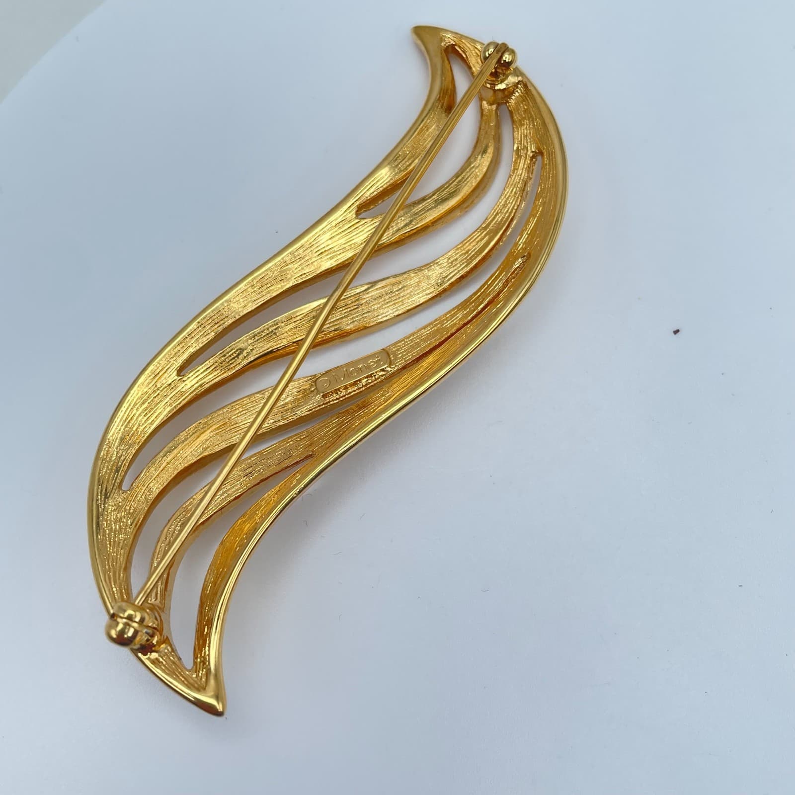 Vintage Y2K Gold Tone Brooch Pin Abstract Leaf Statement Women's Classic Jewelry - Thumbnail 9