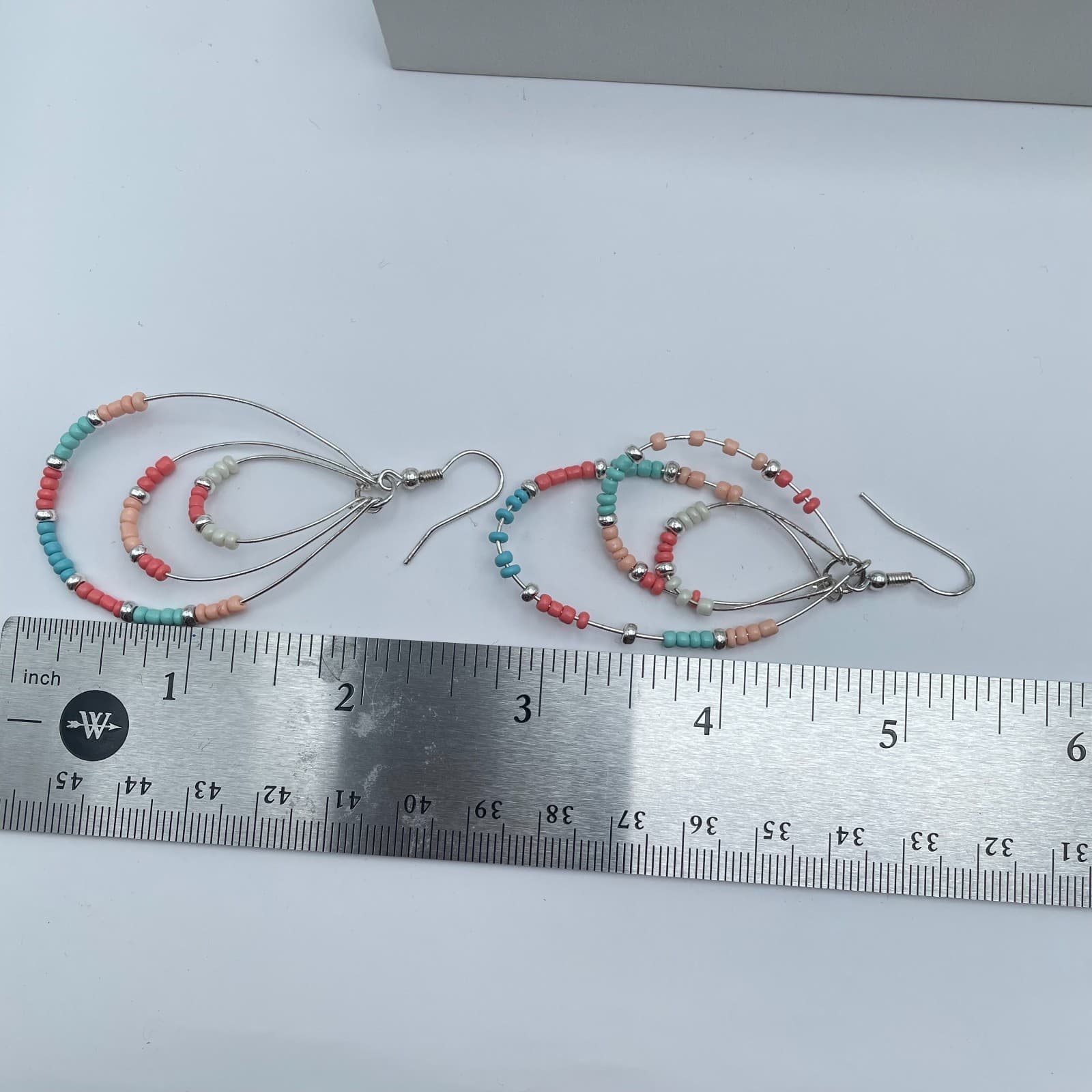 Vintage Y2K Silver Tone Teardrop Beaded Earrings Boho Women's Classic Jewelry - Thumbnail 6