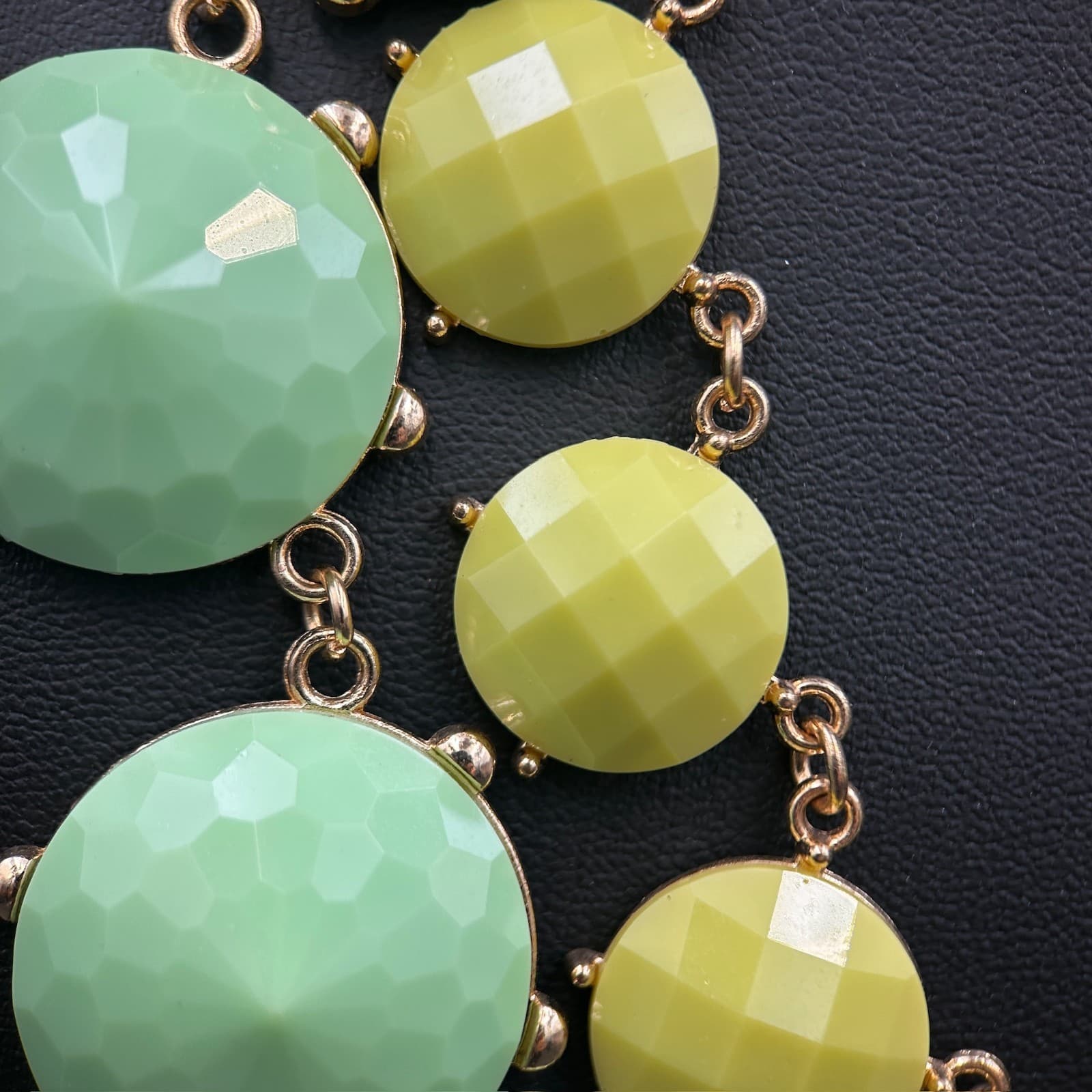 Vintage 19" Two Strand Multicolor Beaded Fashion Statement Necklace In Gold Tone - Thumbnail 6