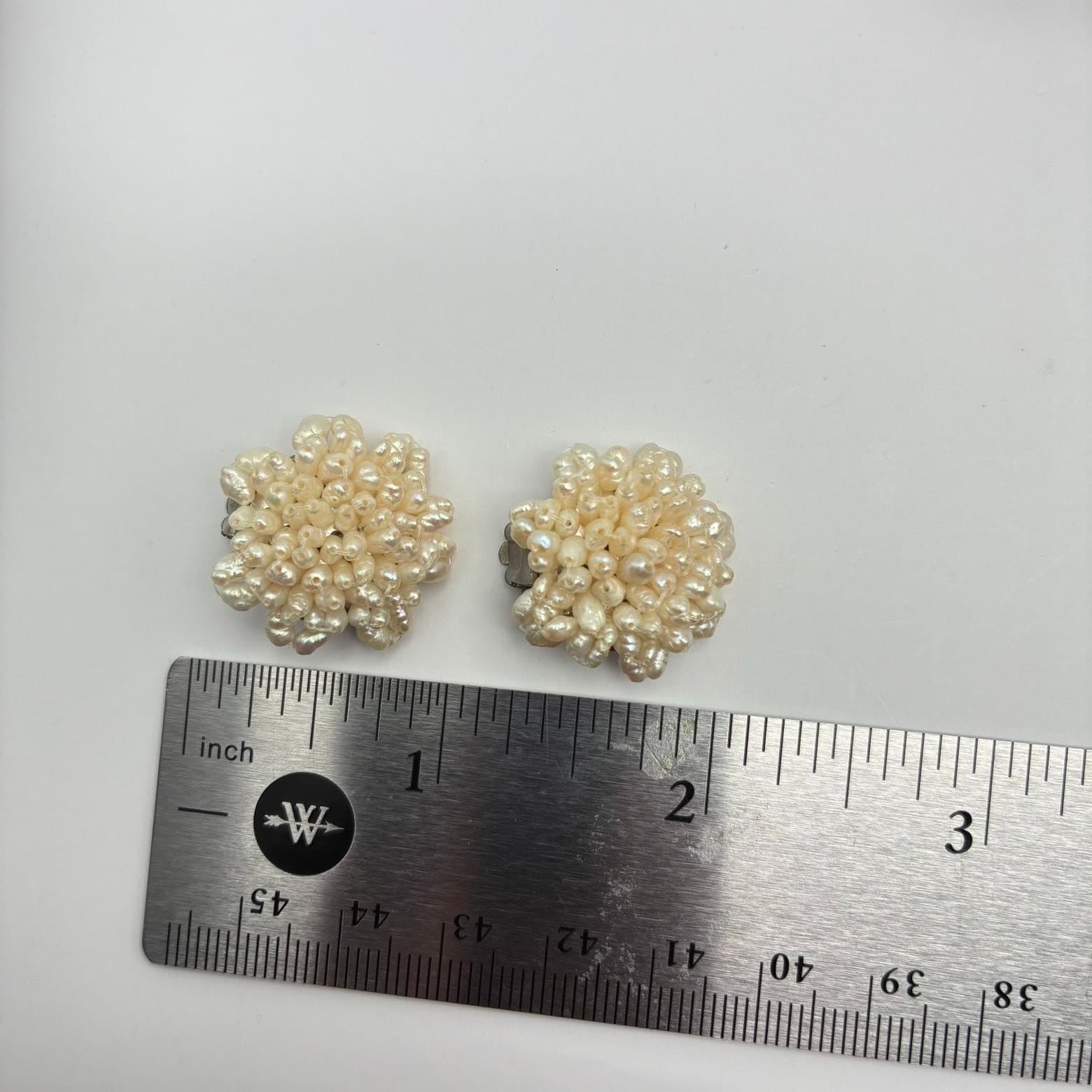 Vintage 80s Faux Pearl Cream Beaded Earrings Statement Women's Classic Jewelry - Thumbnail 8