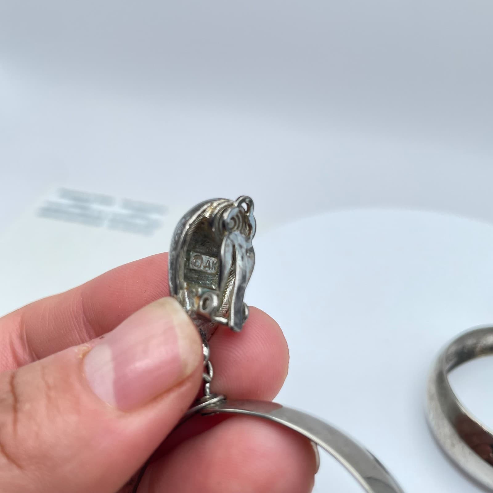 Vintage 90s Silver Tone Large Hoop Dangle Earrings Retro Bold Modern Jewelry - Thumbnail 6