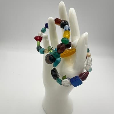 Colorful Glass Bead Wrap Bracelet Boho Multicolor Eclectic Style - Thumbnail 5