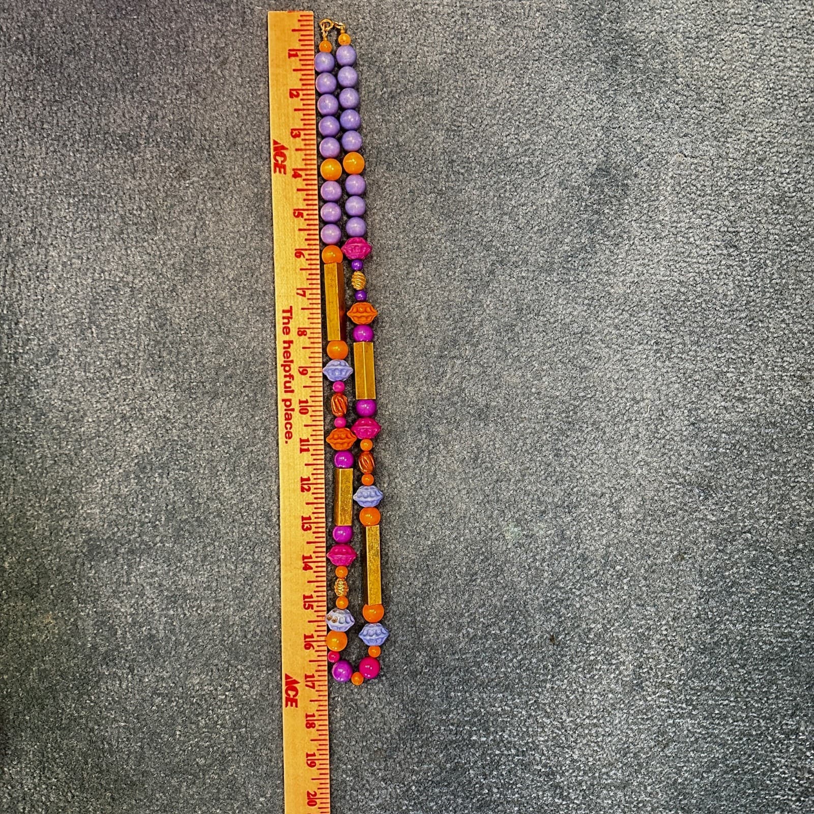 Boho Mixed Bead Long Necklace in Blue Purple & Gold Artisanal Style - Thumbnail 6