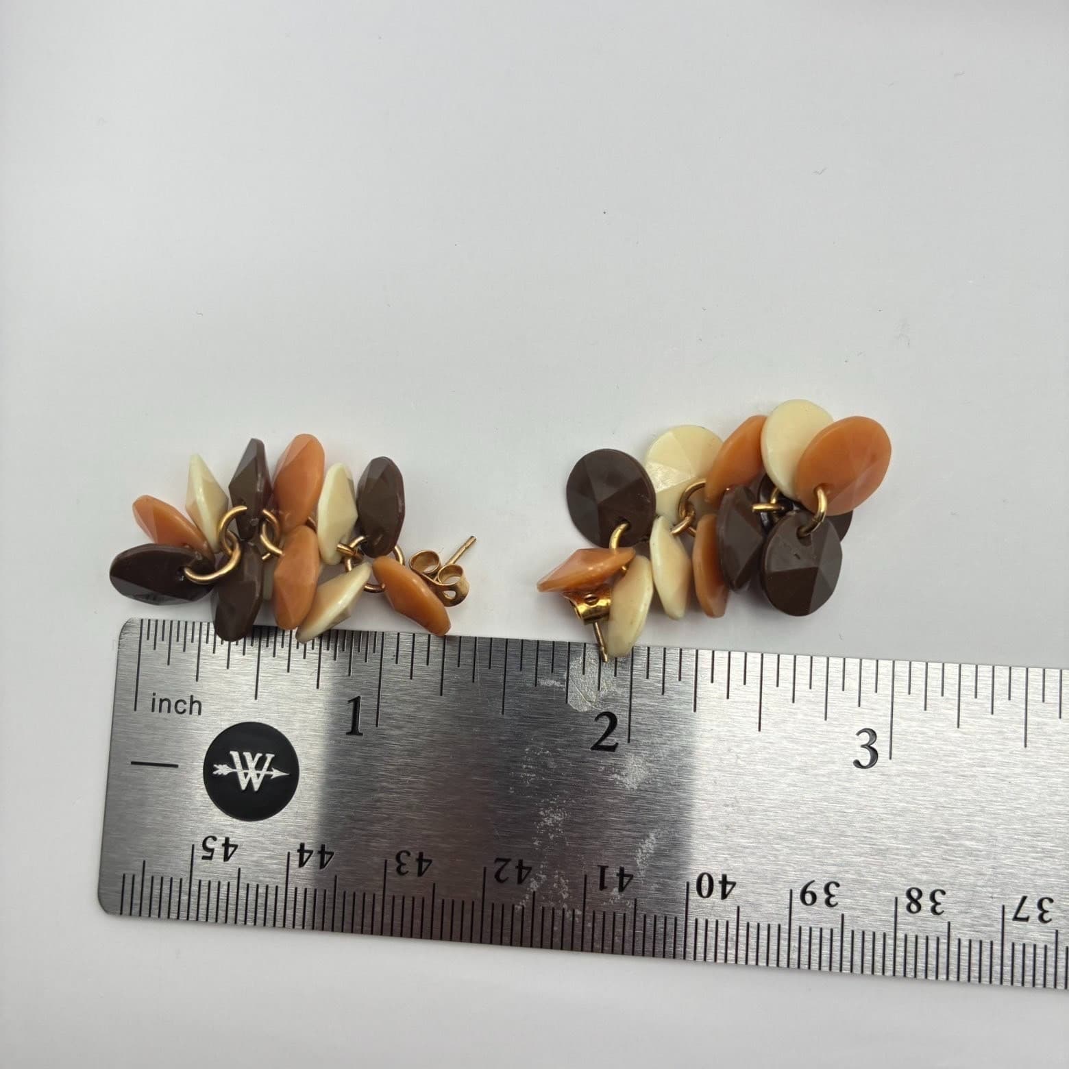 Vintage 80s 90s Gold Tone Cluster Dangle Earrings Boho Classic Fashion Jewelry - Thumbnail 3