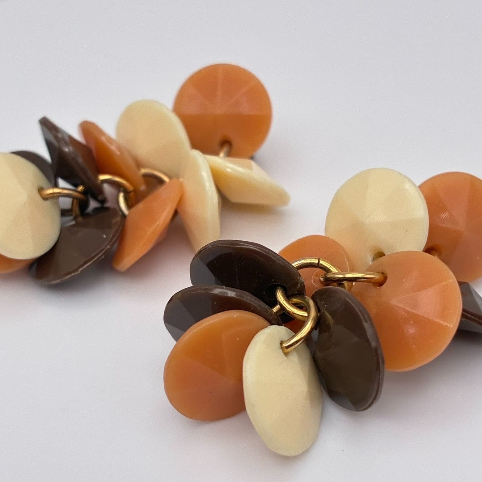 Vintage 80s 90s Gold Tone Cluster Dangle Earrings Boho Classic Fashion Jewelry - Thumbnail 5