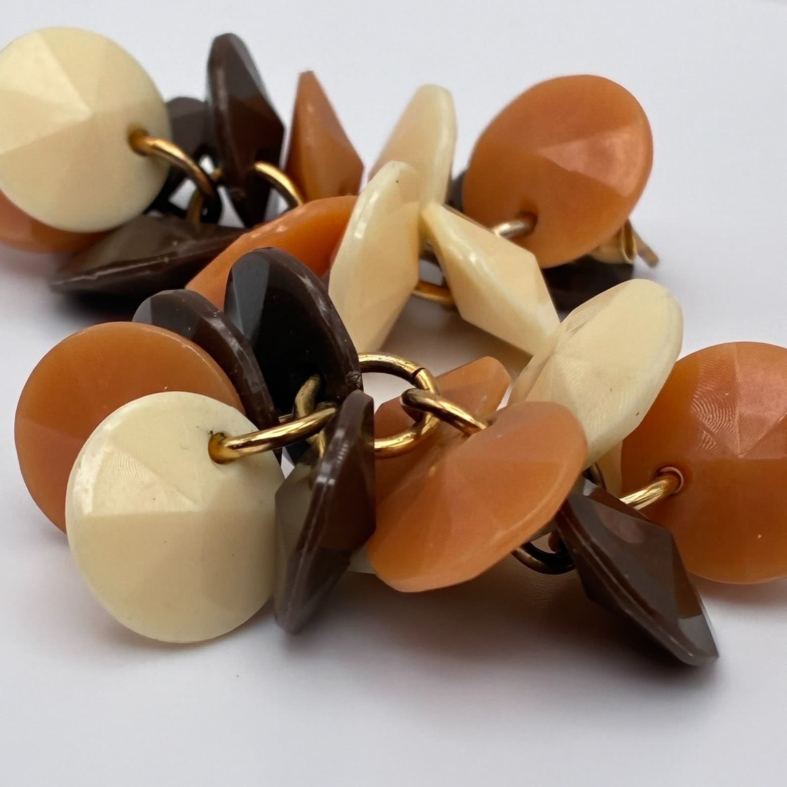 Vintage 80s 90s Gold Tone Cluster Dangle Earrings Boho Classic Fashion Jewelry - Thumbnail 4