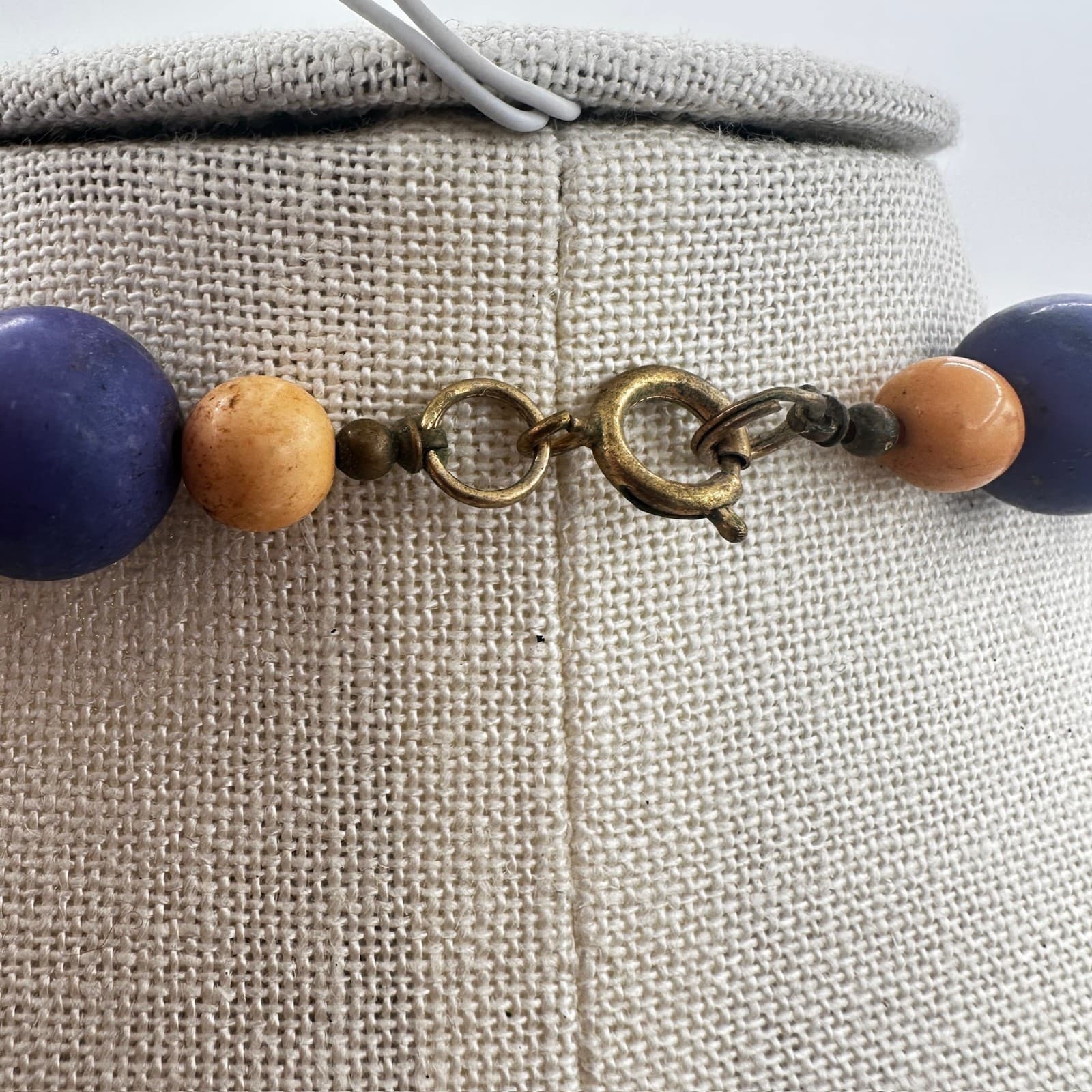 Boho Mixed Bead Long Necklace in Blue Purple & Gold Artisanal Style - Thumbnail 5