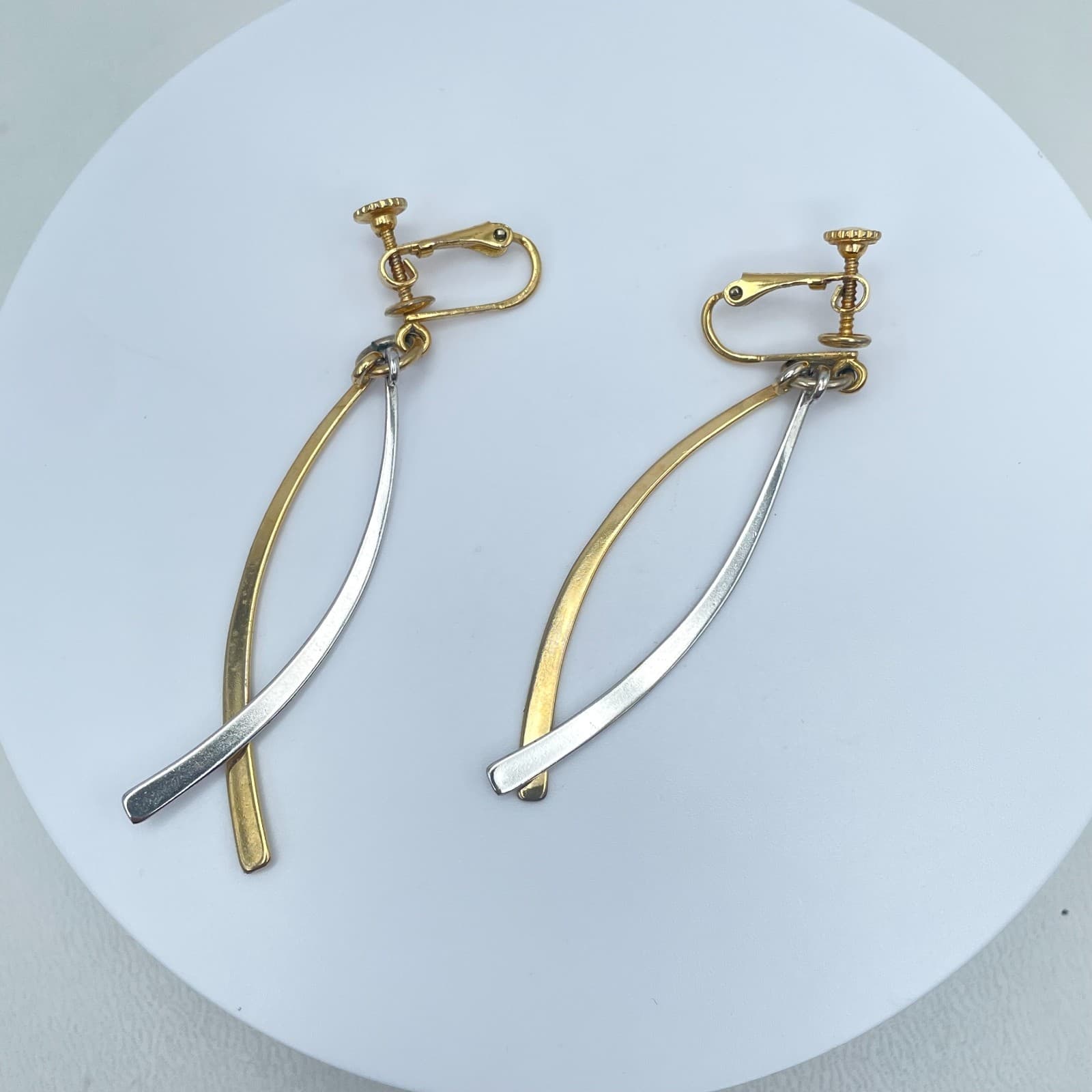 Vintage 90s Napier Dangle Earrings Modernist Women's Classic Fashion Jewelry - Image 1