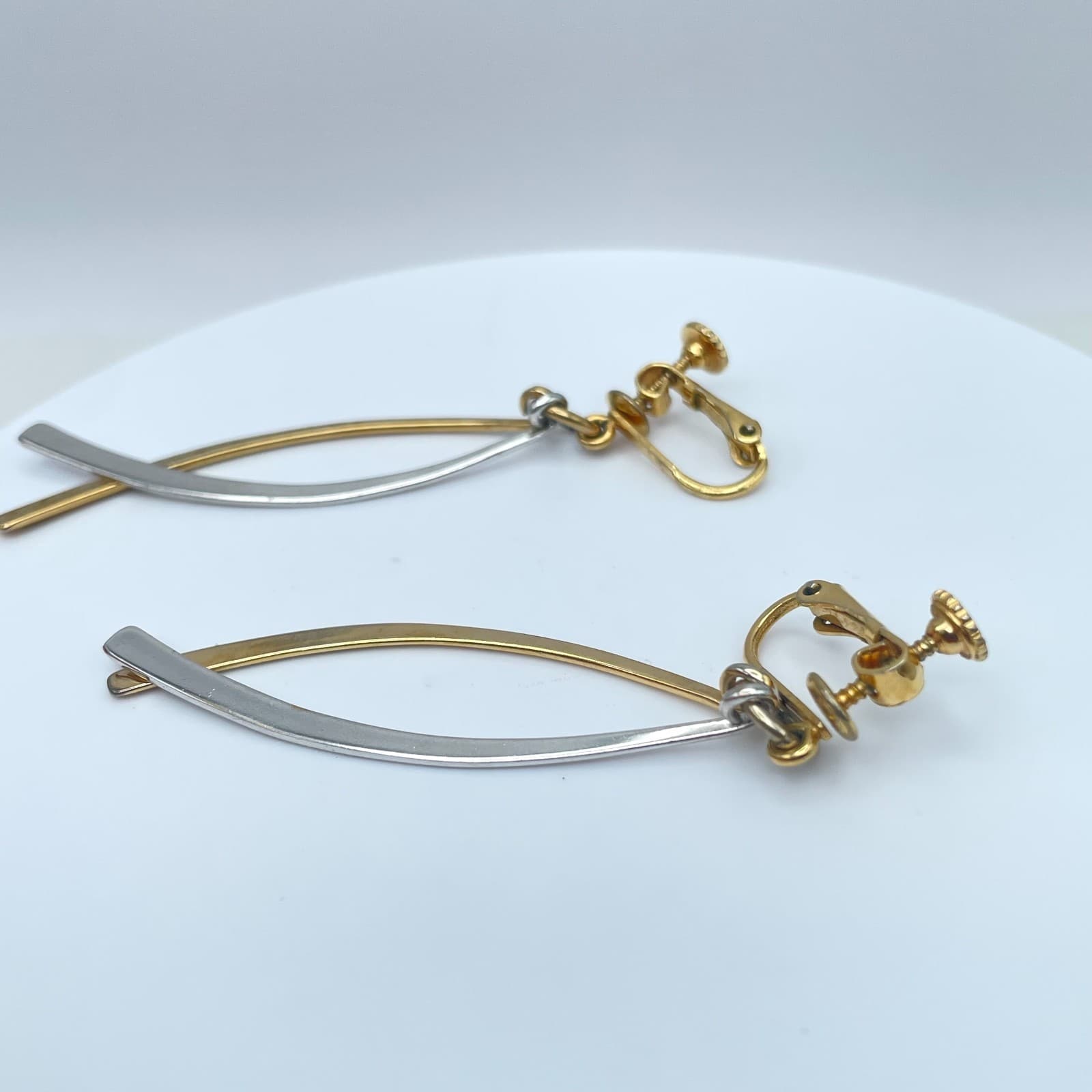 Vintage 90s Napier Dangle Earrings Modernist Women's Classic Fashion Jewelry - Thumbnail 3