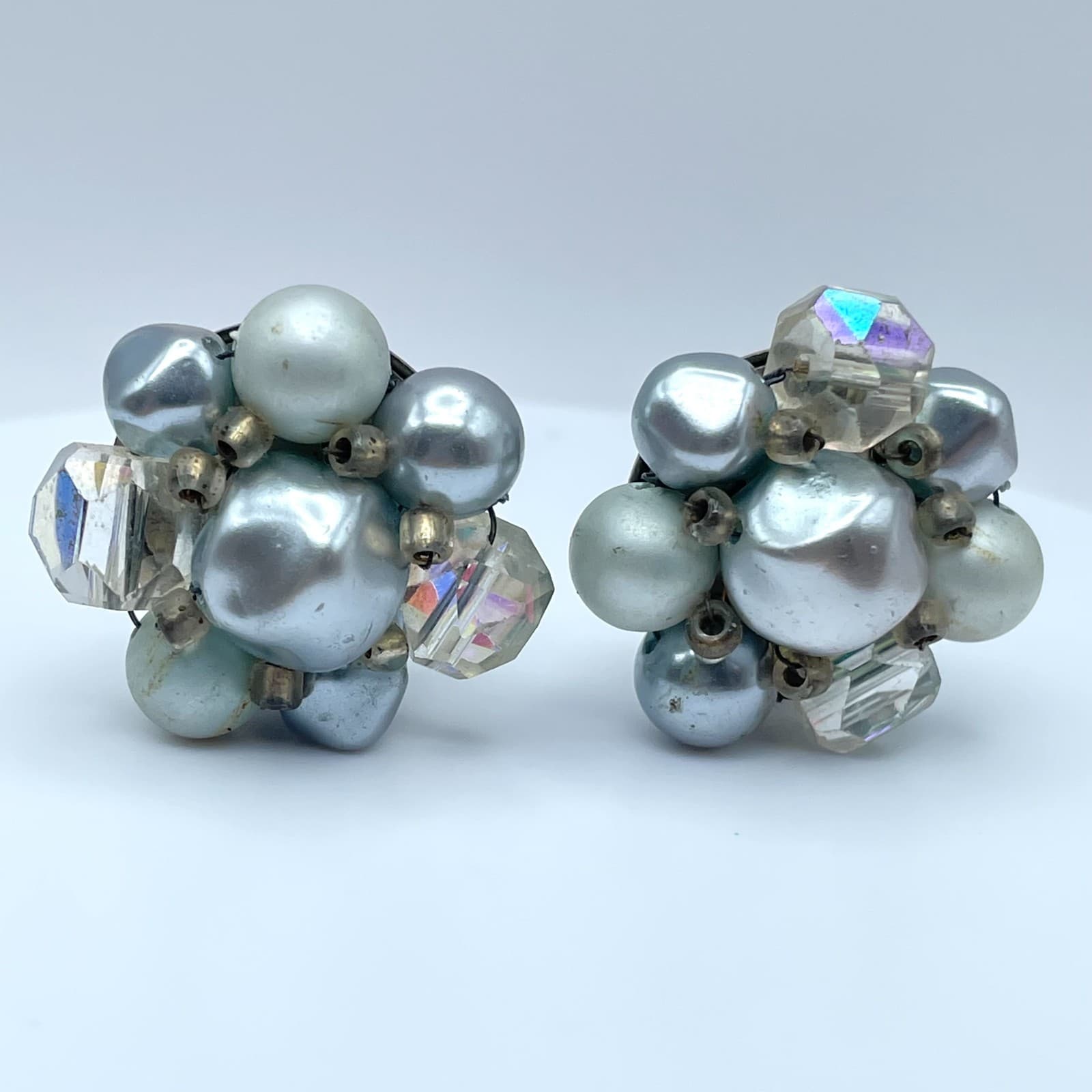 Vintage 90s Japan Faux Pearl Earrings Silver Tone Boho Women's Classic Jewelry - Thumbnail 6