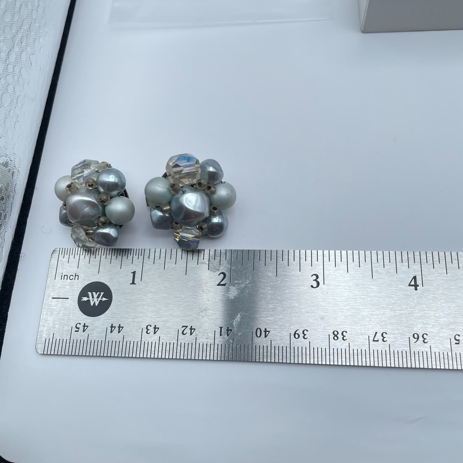 Vintage 90s Japan Faux Pearl Earrings Silver Tone Boho Women's Classic Jewelry - Thumbnail 8