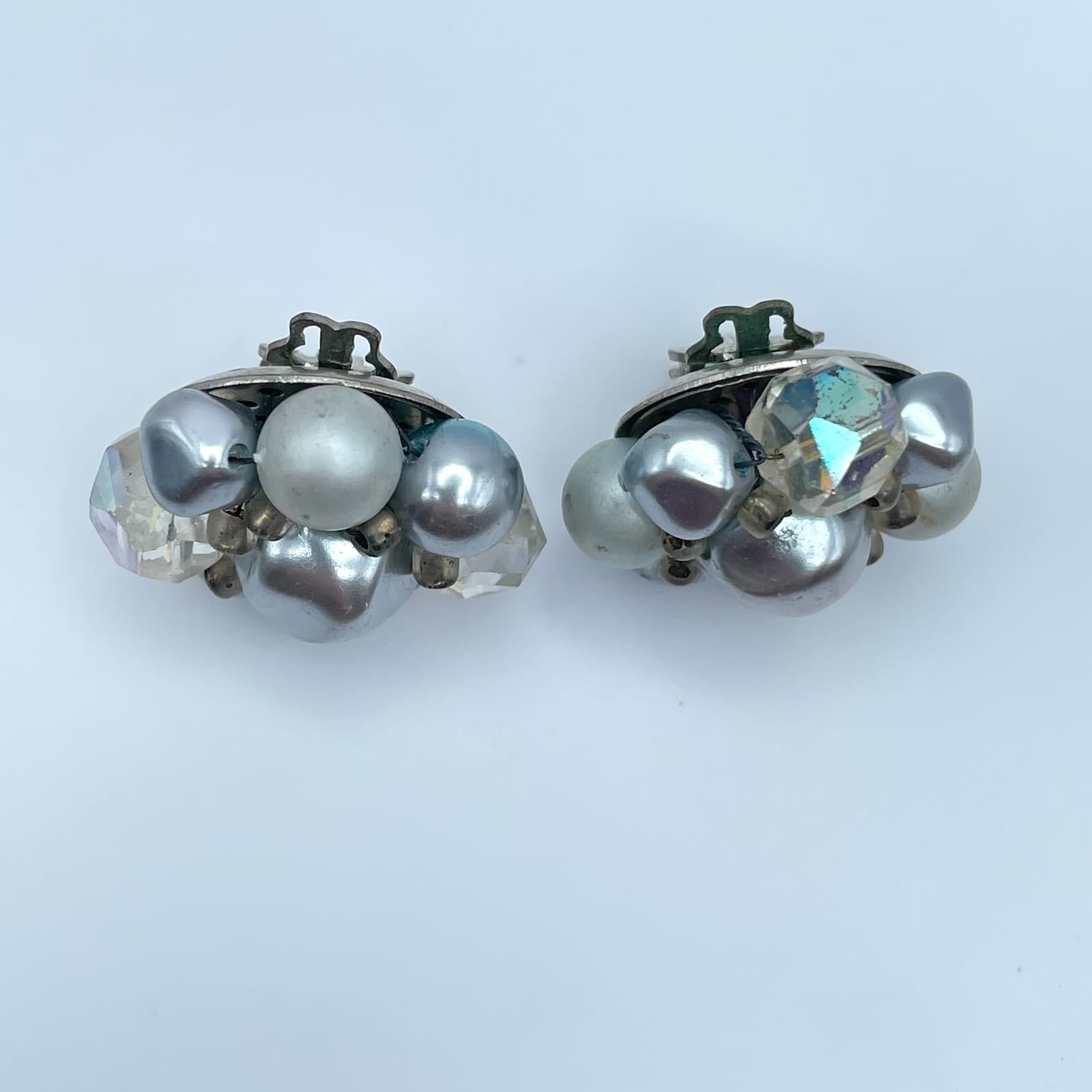 Vintage 90s Japan Faux Pearl Earrings Silver Tone Boho Women's Classic Jewelry - Thumbnail 7