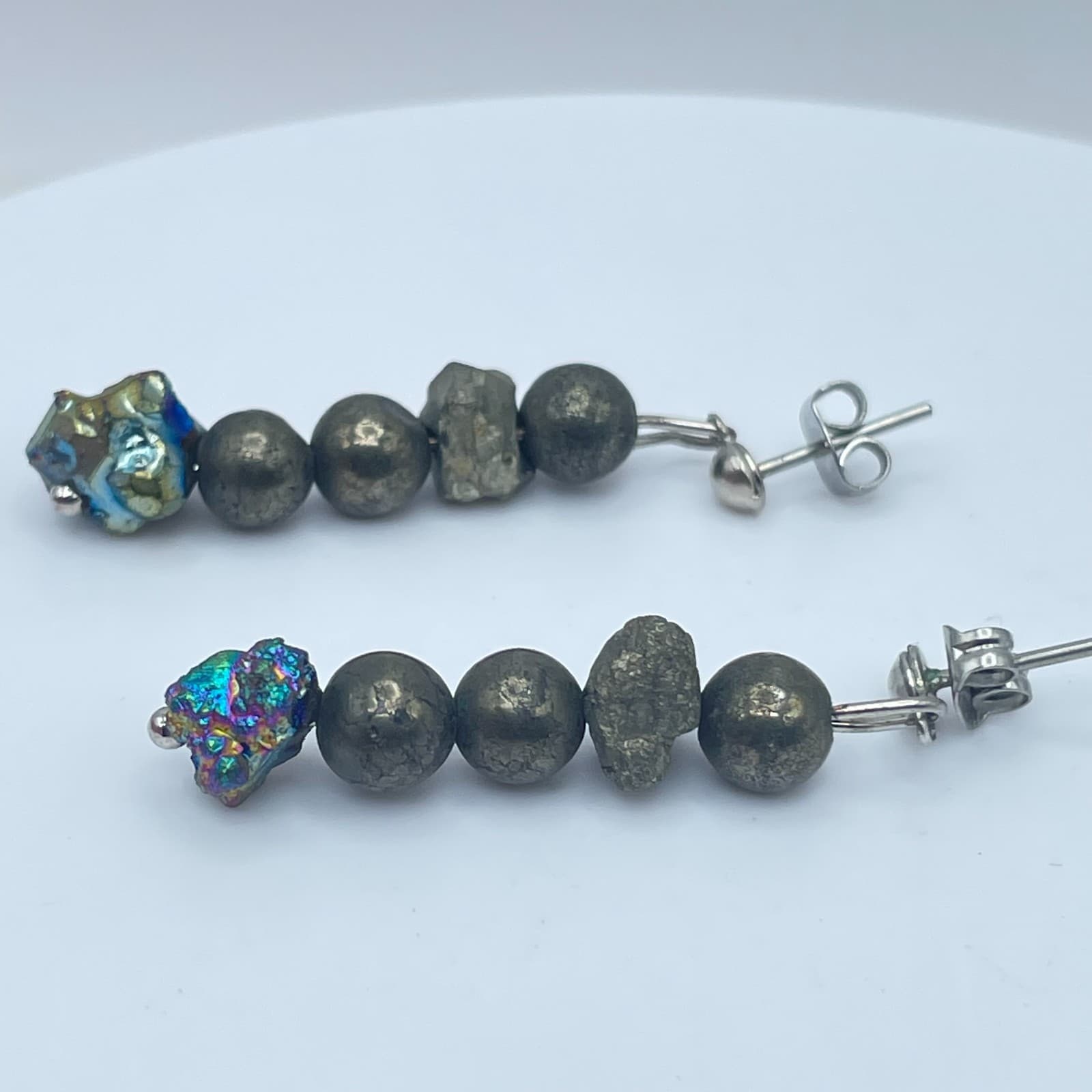 Vintage Y2K Beaded Dangle Earrings Silver Tone Boho Women's Classic Jewelry - Thumbnail 3