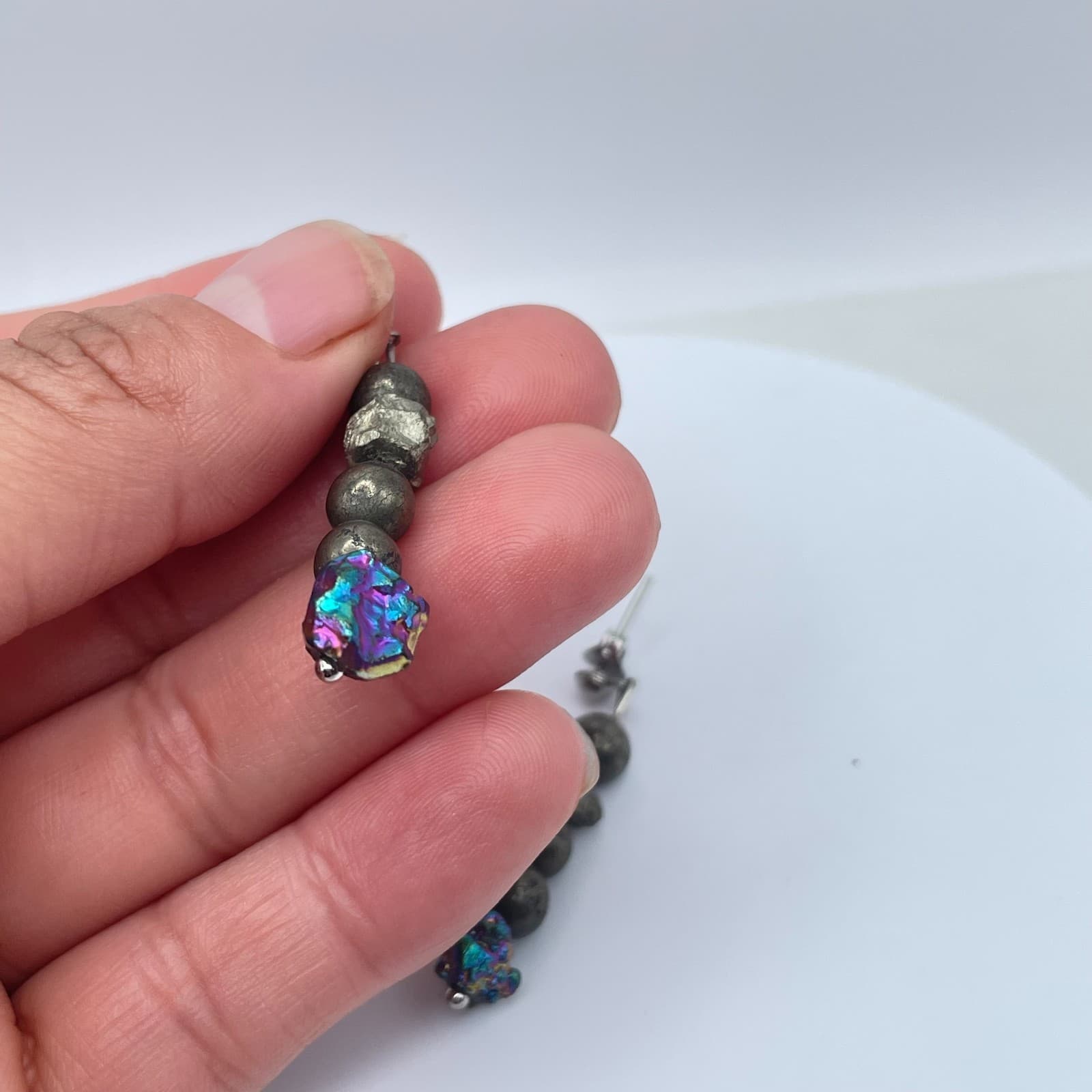 Vintage Y2K Beaded Dangle Earrings Silver Tone Boho Women's Classic Jewelry - Thumbnail 7