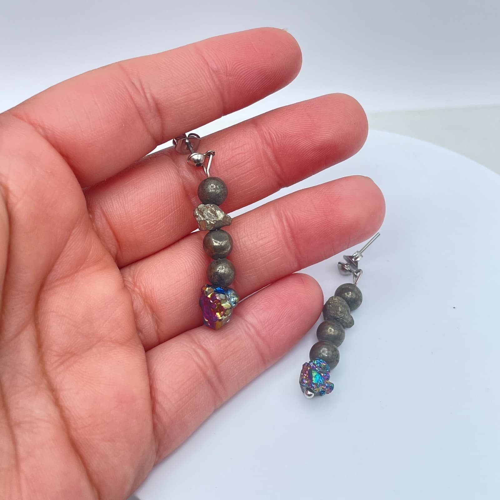 Vintage Y2K Beaded Dangle Earrings Silver Tone Boho Women's Classic Jewelry - Thumbnail 6