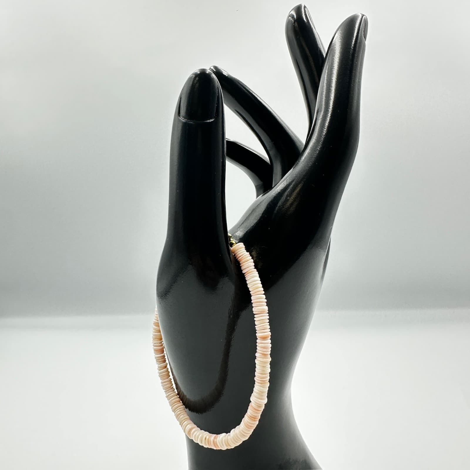 Pink Heishi Shell Bead Bracelet Beachy Boho Summer Style - Image 1