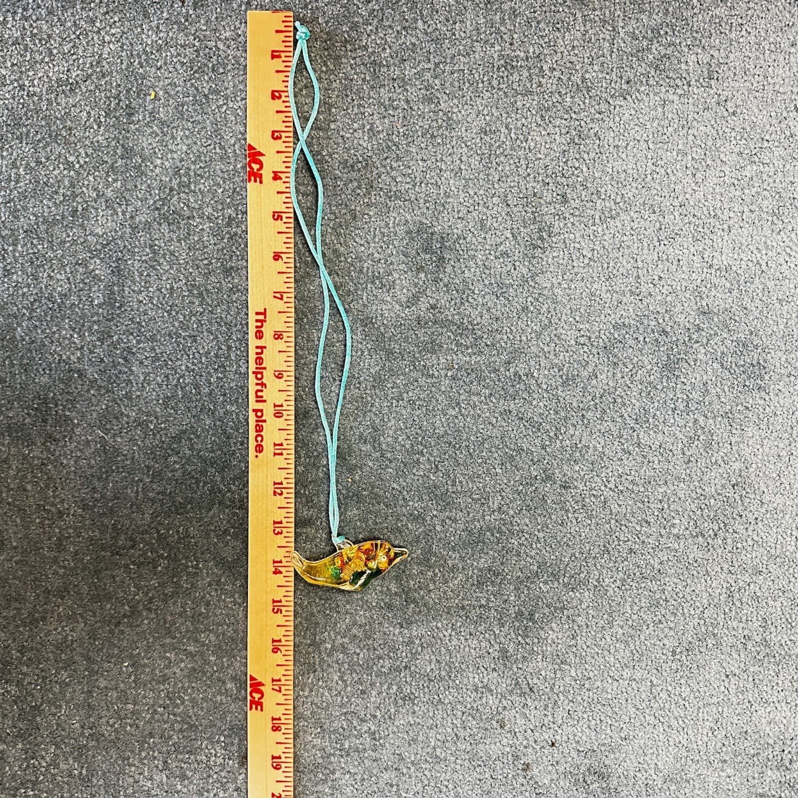 Handblown Glass Dolphin Pendant Necklace Aqua Cord Beachy Art Charm - Thumbnail 5
